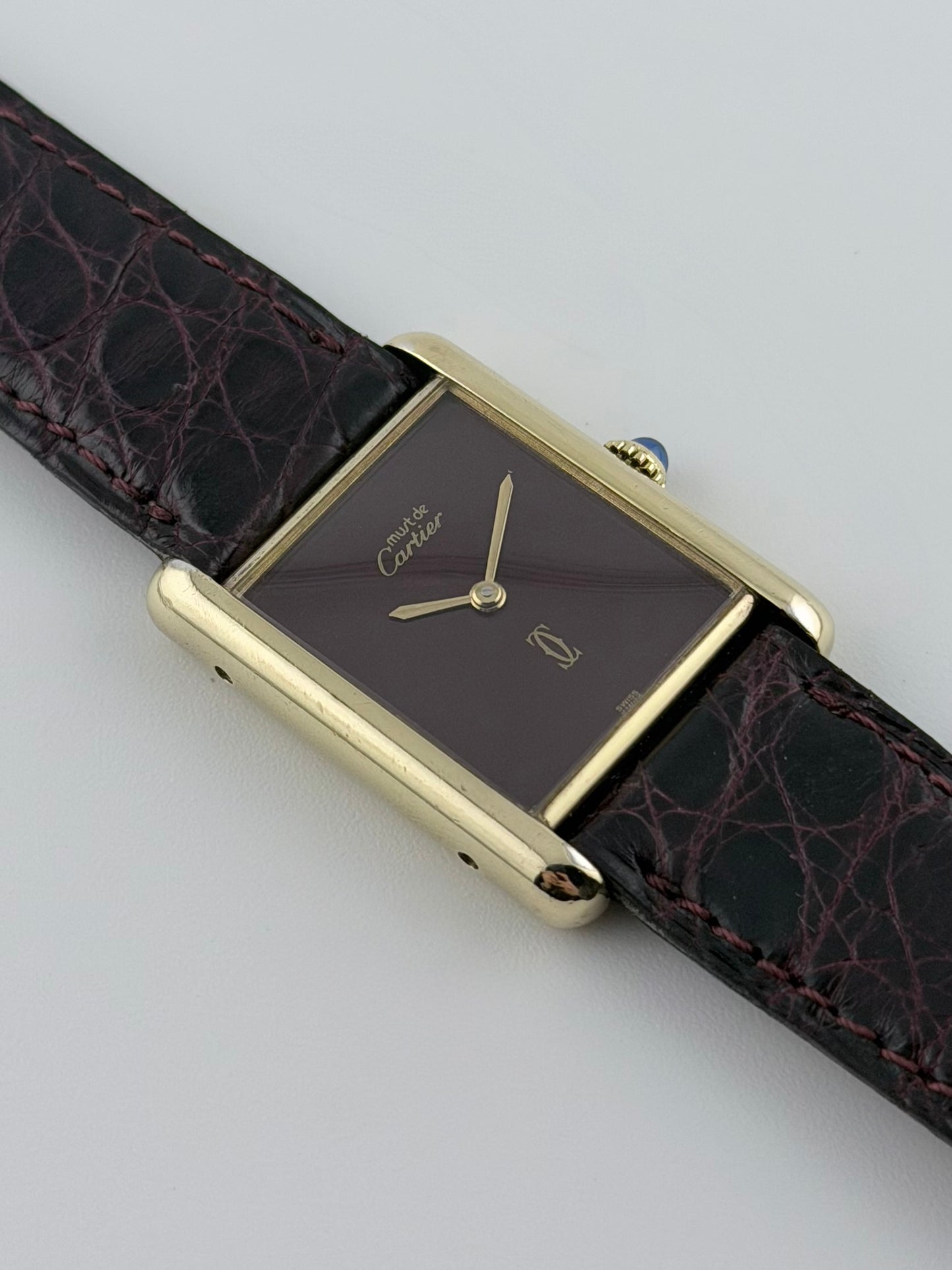 Cartier Must De Paris Tank Manual Wind - 6 - Burgundy Dial