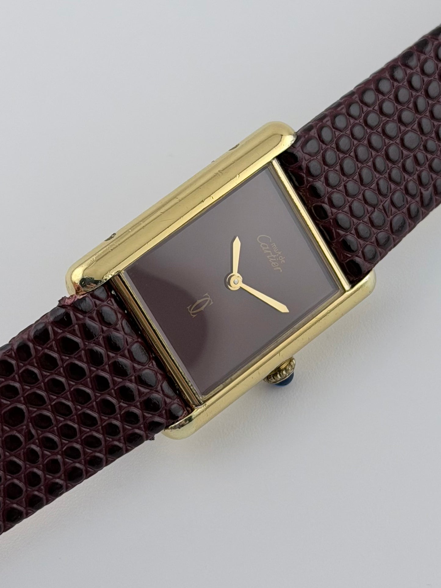Cartier Must De Paris Tank Manual Wind - 6 - Burgundy Dial