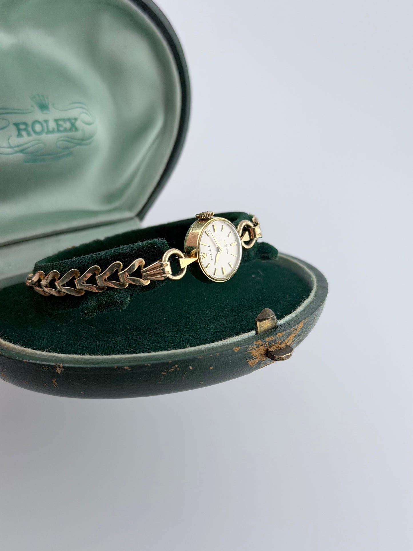 Rolex Precision Ladies Cocktail Watch Manual Wind - Rare 1948 - Solid Gold + Original Seashell Box