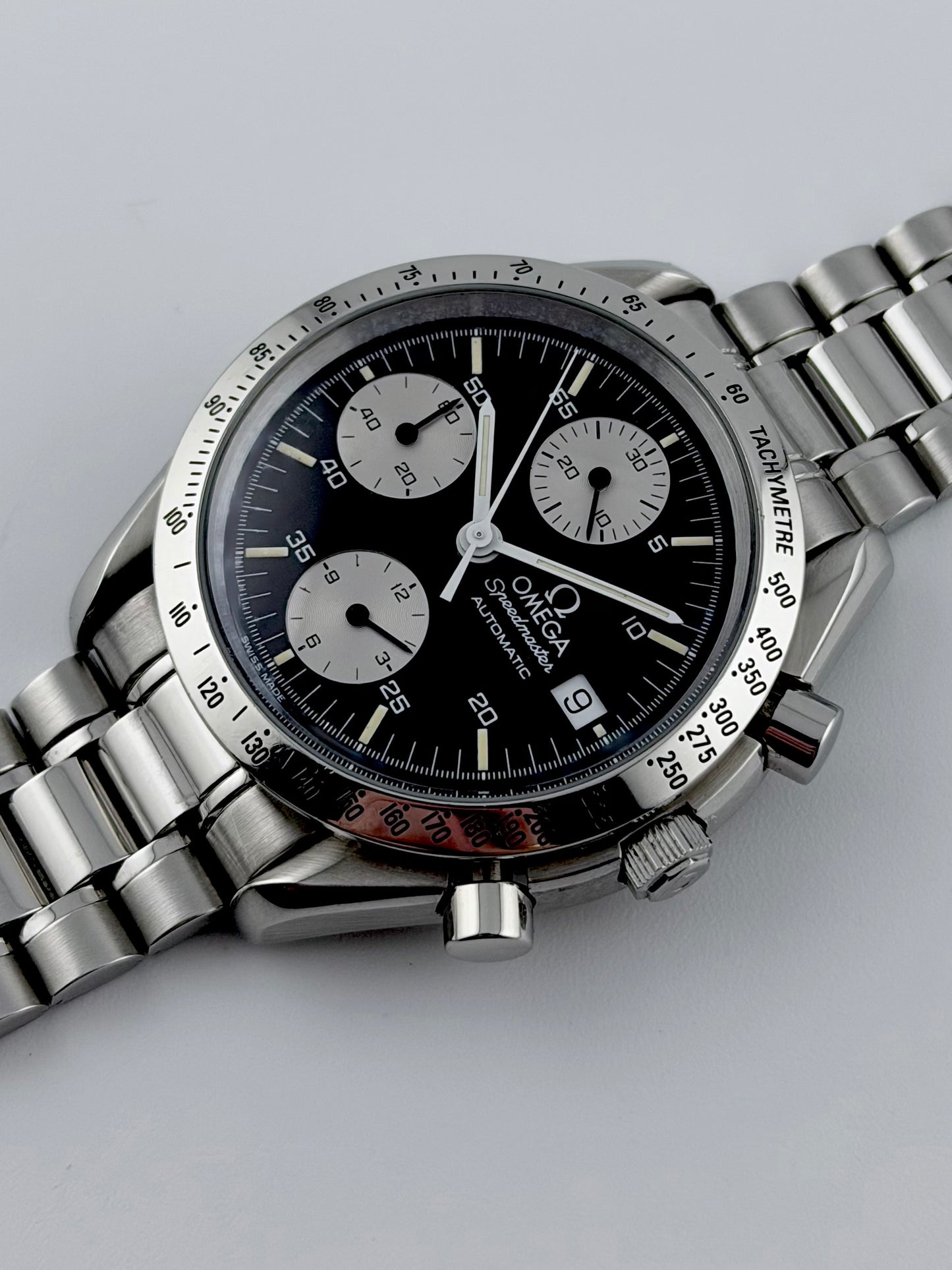 Omega Speedmaster Automatic Date - 175.0043 - Rare Reverse Panda Dial - Box and Papers