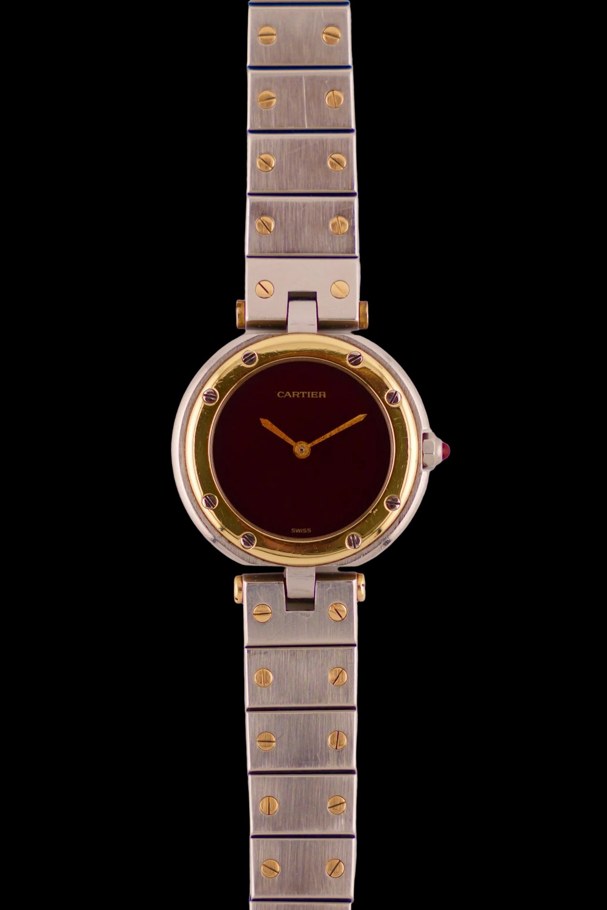 Cartier Santos Vendome Quartz - 81913 Bicolour - Burgundy Dial - Ladies