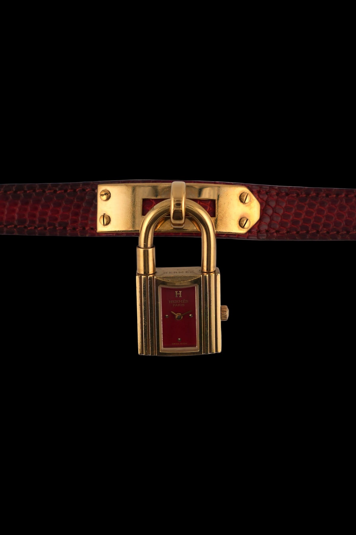 Hermes Paris Kelly Lock Watch -  Red - with Box