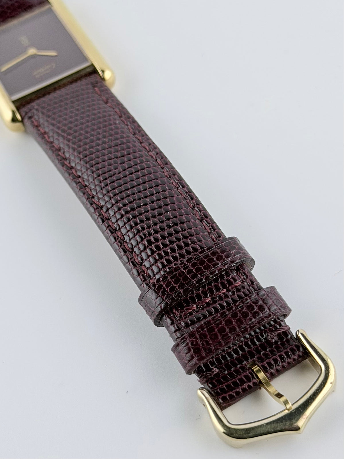 Cartier Must De Tank Paris Manual Wind - 6 LM - Burgundy Dial - with Box