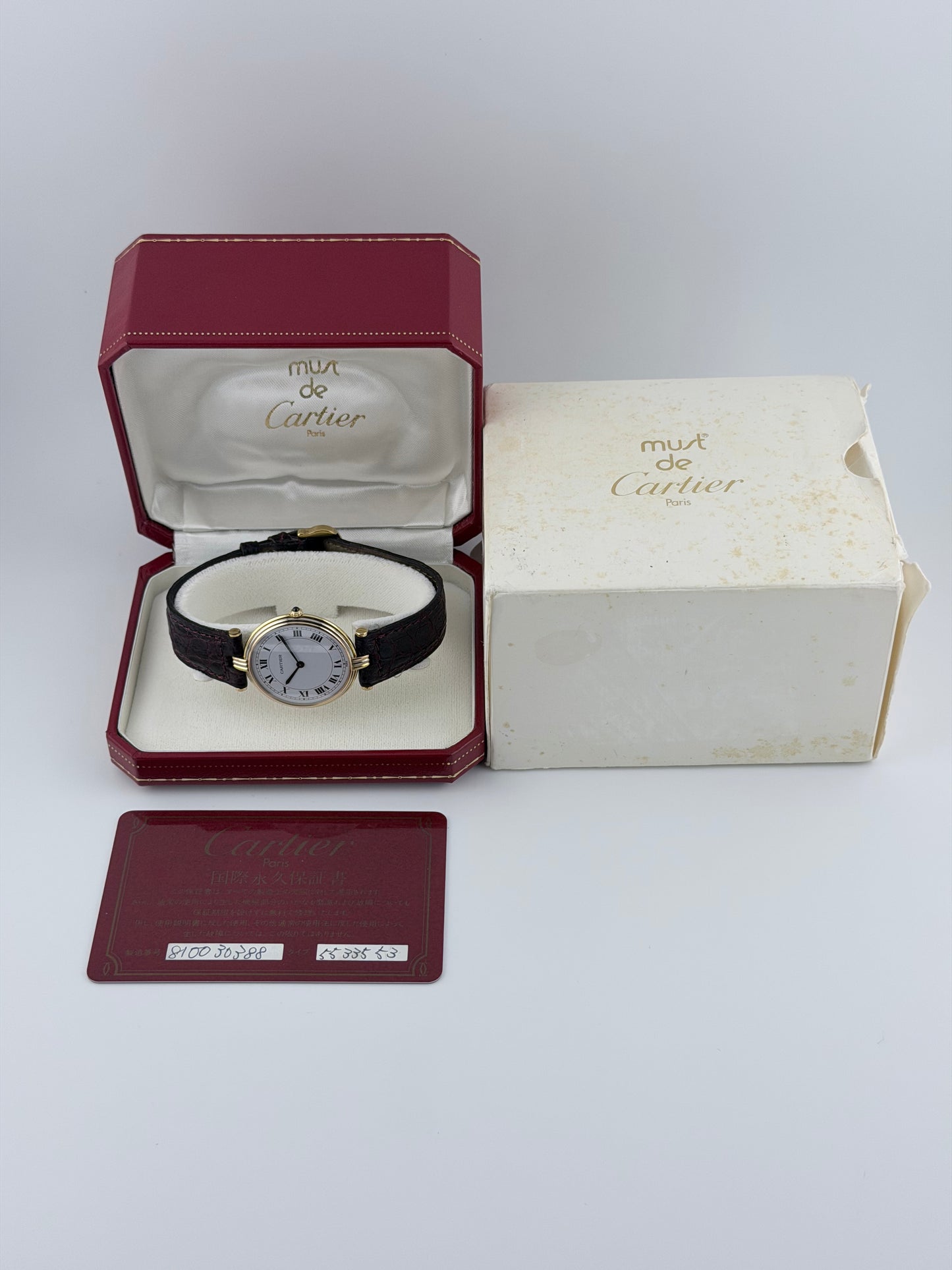 Cartier must de Vendome Quartz - 8100 - 18ct solid gold Trinity - Box and Papers