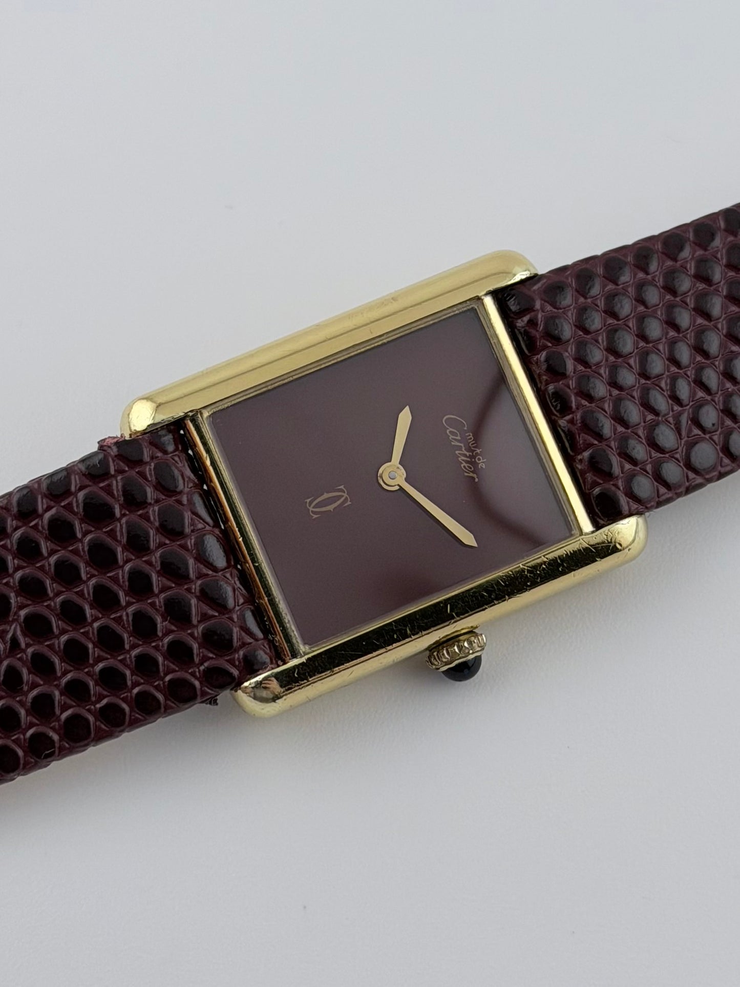 Cartier Must De Paris Tank Manual Wind - 6 - Burgundy Dial