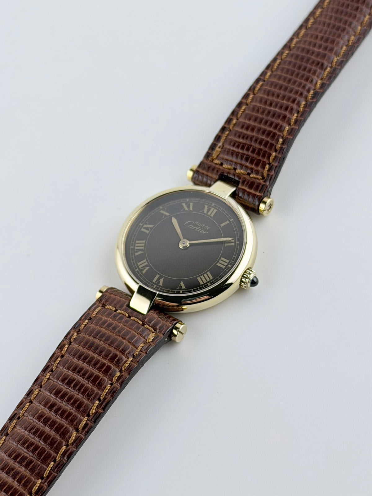 Cartier Must de Vendome Paris Quartz - 18 - Brown Wood Effect Dial - Ladies - FULL SET! - Ladies