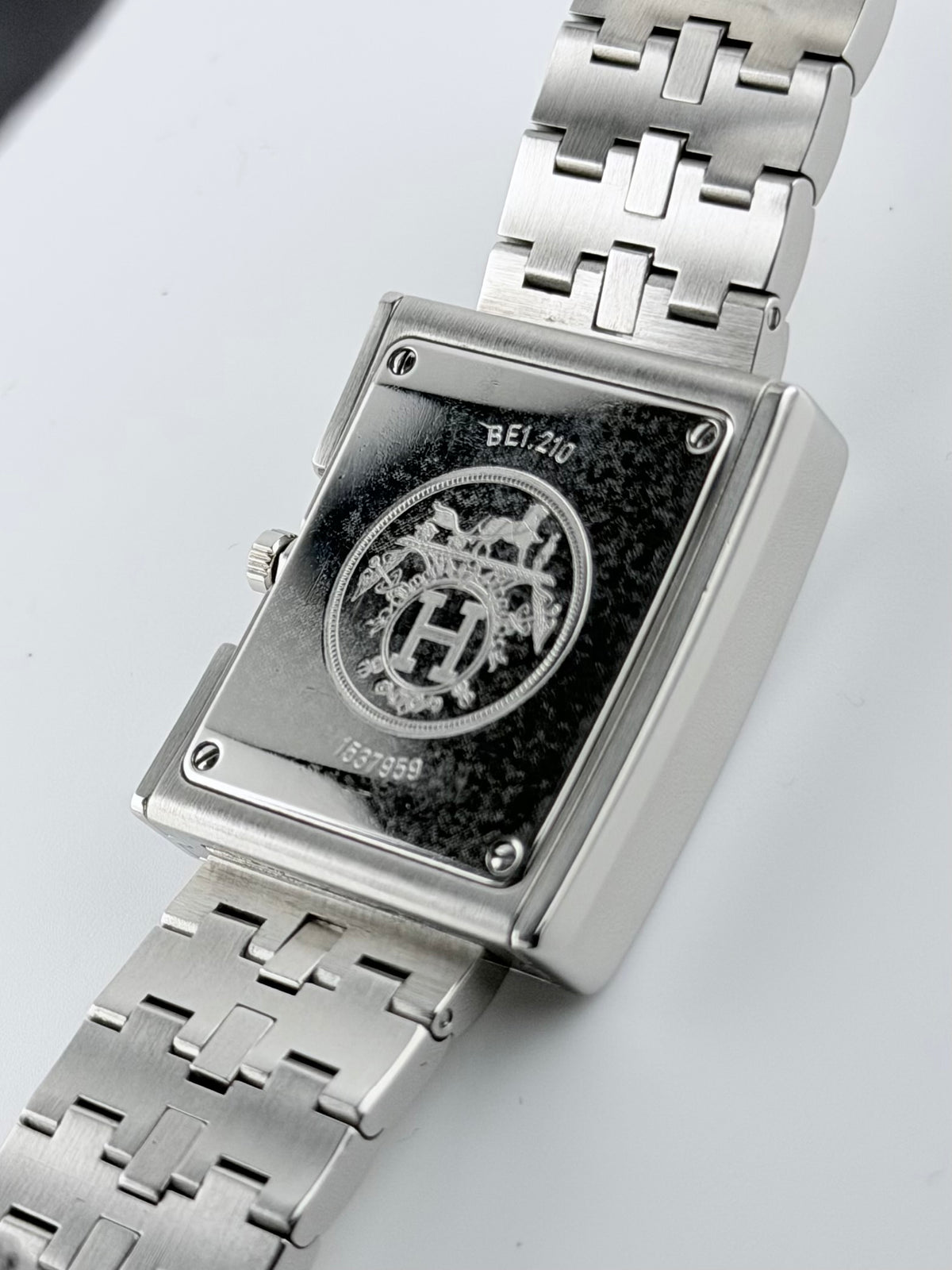 Hermes Paris Belt BE1.210 Large - White Chevron Dial - near mint - with Box/Booklet/Tag - Ladies