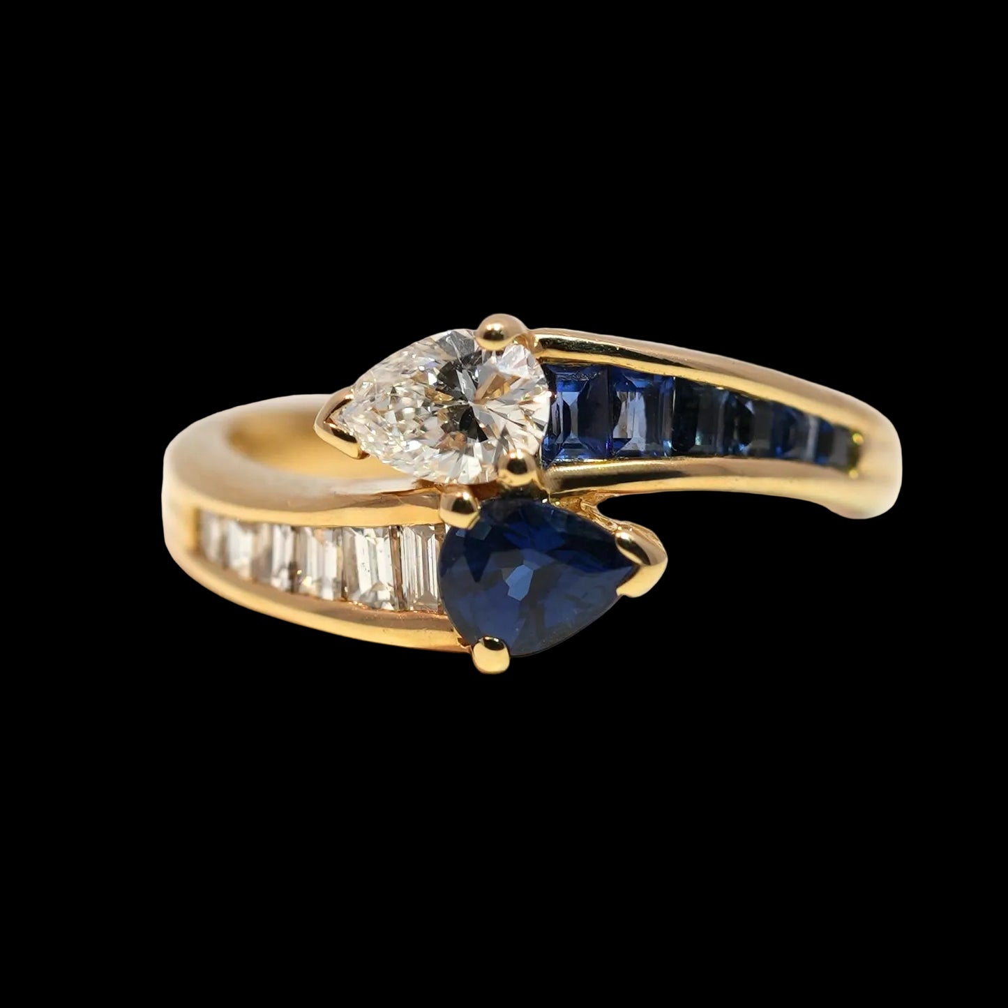 Sapphire & Diamond Toi et Moi Ring