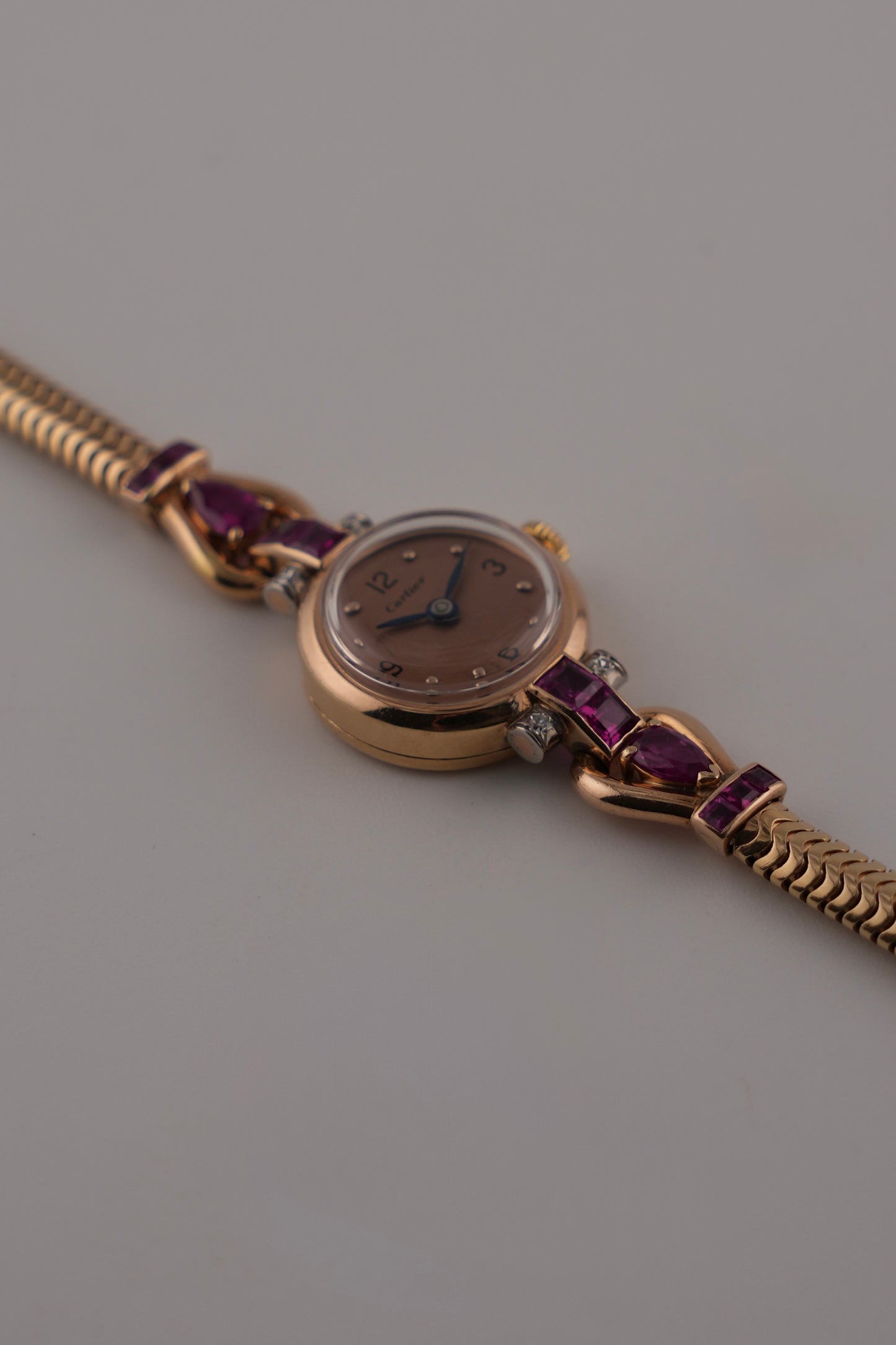 Cartier Ladies 14ct with Rubies and Diamonds Manual Wind - RARE watch and original Box