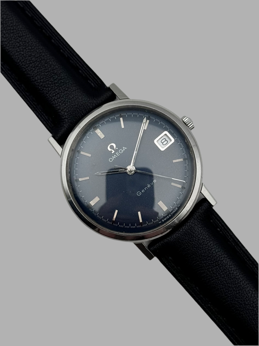 Omega Geneve Manual Wind Date - 132.019 - Rare Blue Dial Variant