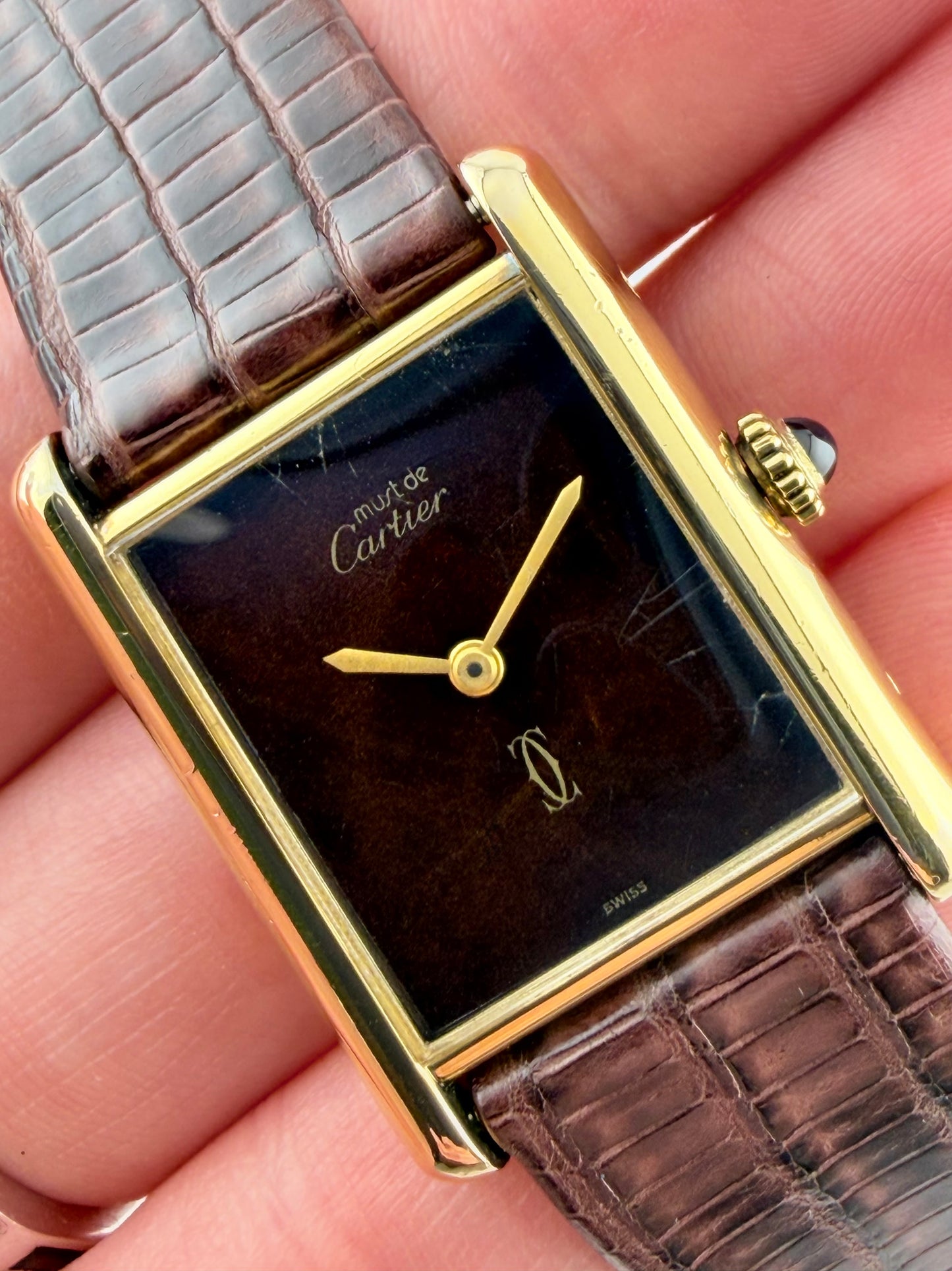 Cartier Must De Paris Tank Manual Wind - 6 - Lacquer Wood-effect Dial