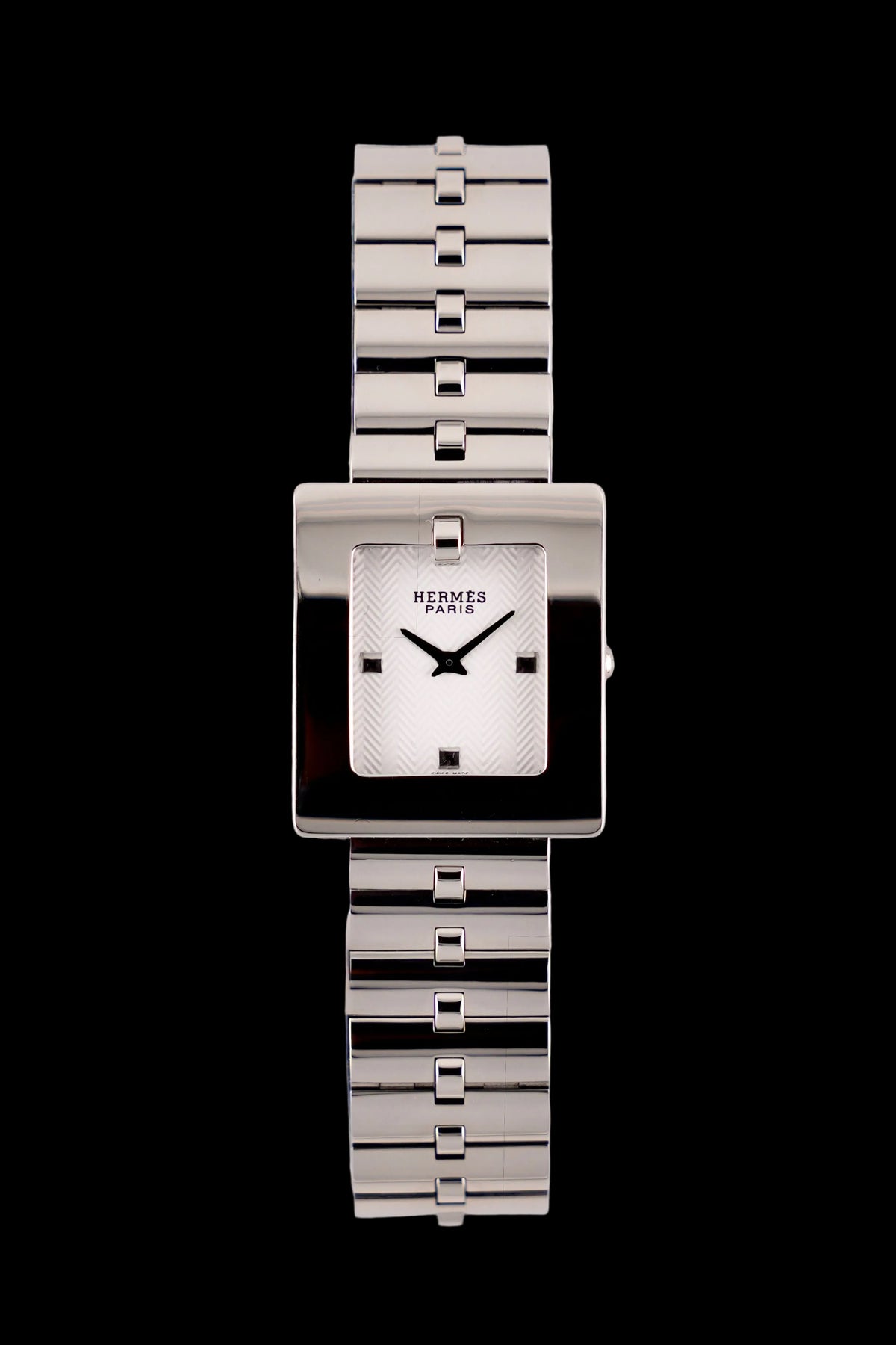 Hermes Paris Belt BE1.210 Large - White Chevron Dial - near mint - with Box/Booklet/Tag - Ladies