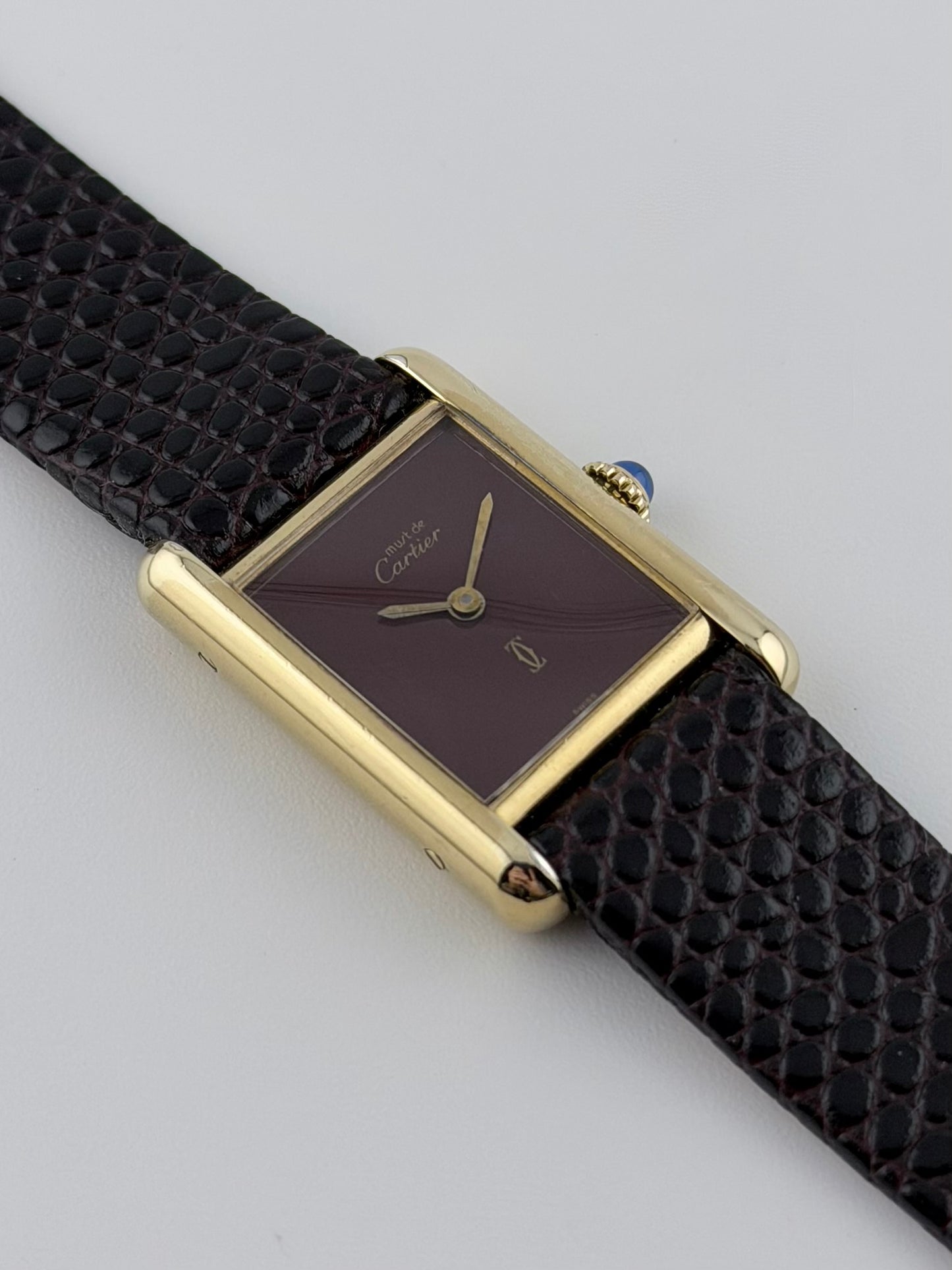 Cartier Must De Paris Tank Manual Wind - 3 - Burgundy Dial - Ladies