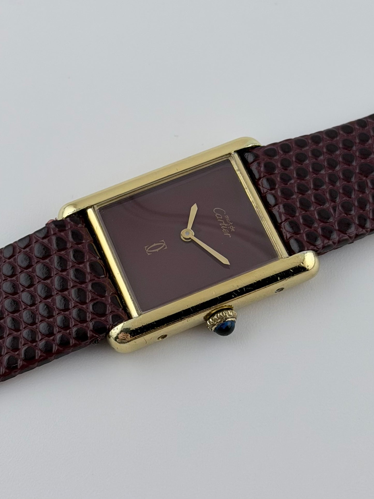 Cartier Must De Paris Tank Manual Wind - 6 - Burgundy Dial