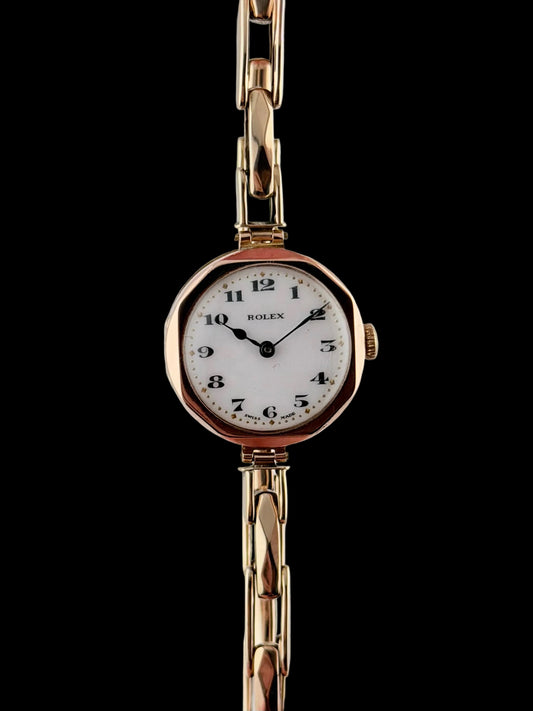 Rolex Ladies Cocktail Watch Manual Wind - Rare 1930 - Solid 9ct Gold