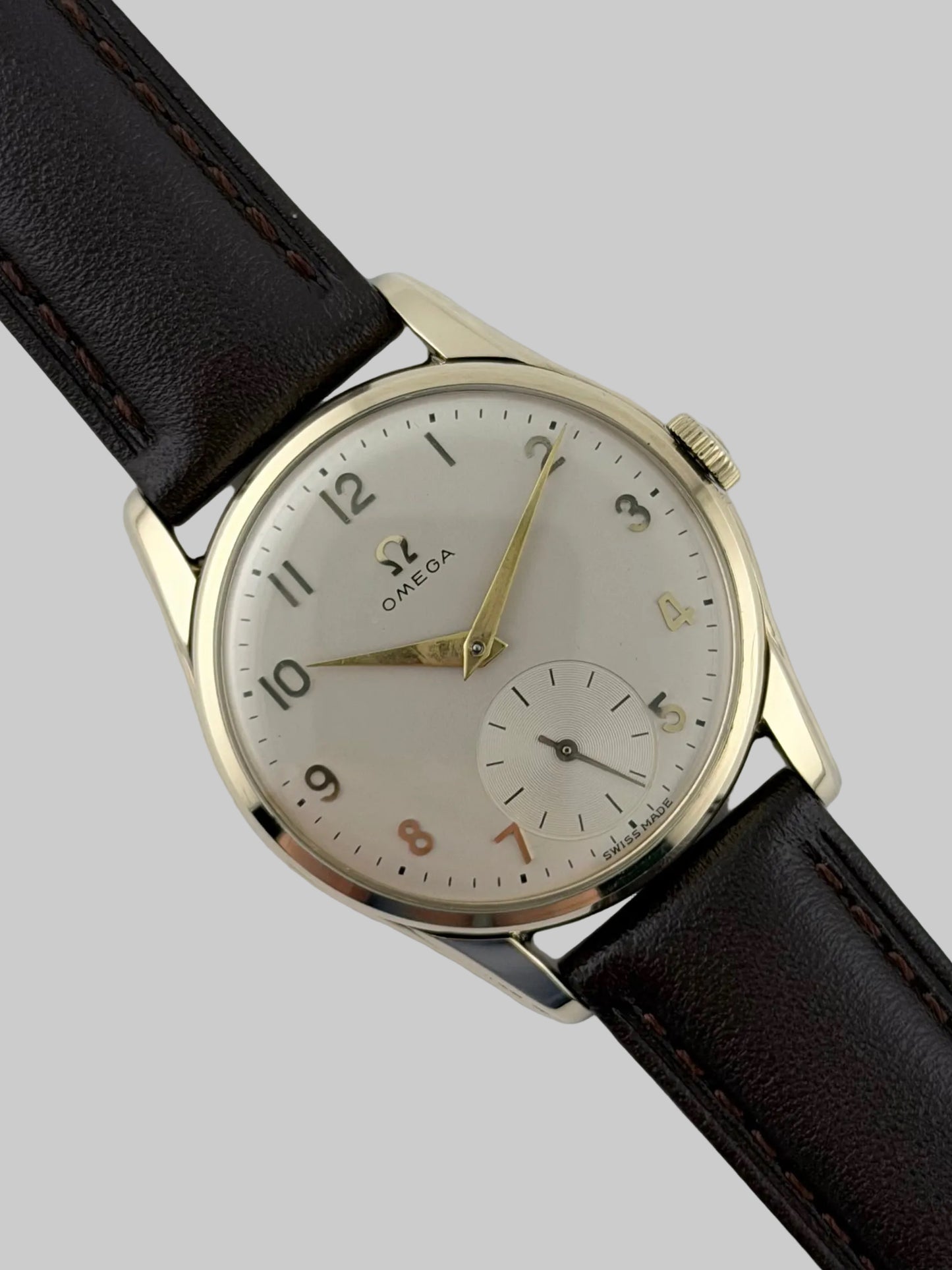 Omega Manual Wind Sub Seconds 9ct Solid Gold - 868945 - Rare Arabic Dial