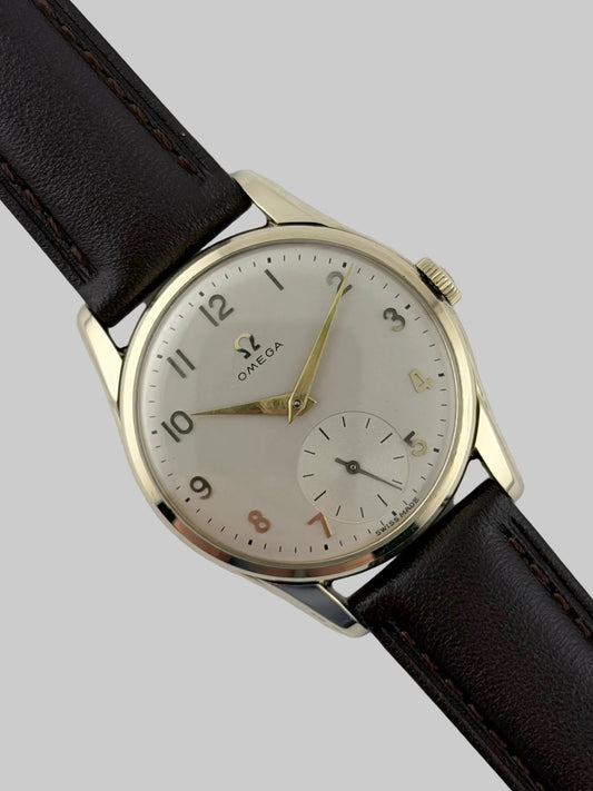 Omega Manual Wind Sub Seconds 9ct Solid Gold - 868945 - Rare Arabic Dial