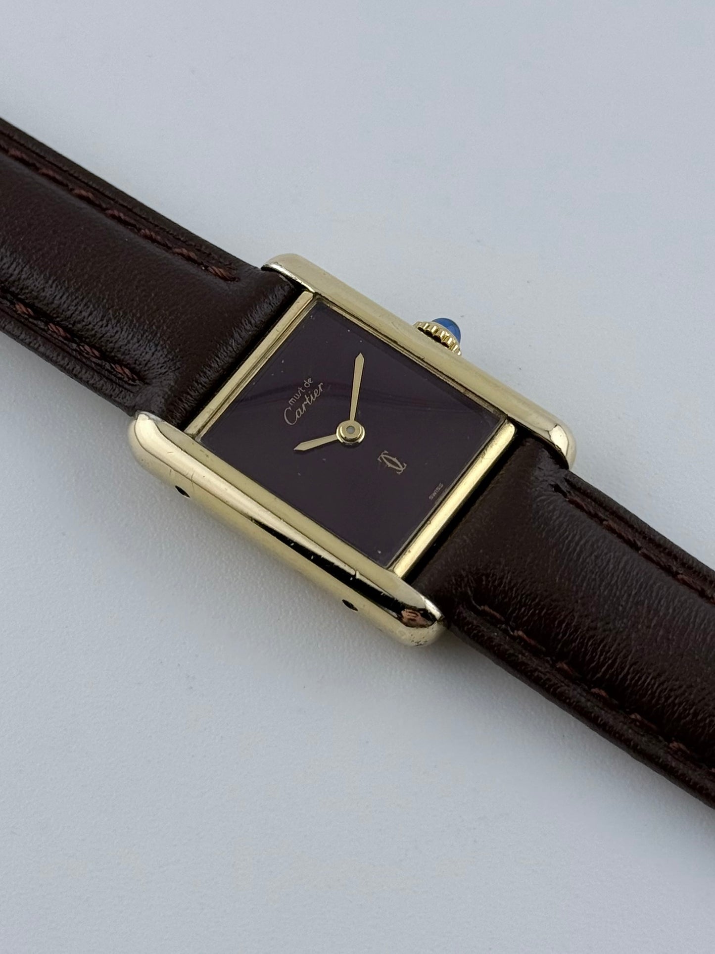 Cartier Must De Paris Tank Manual Wind - Burgundy Dial