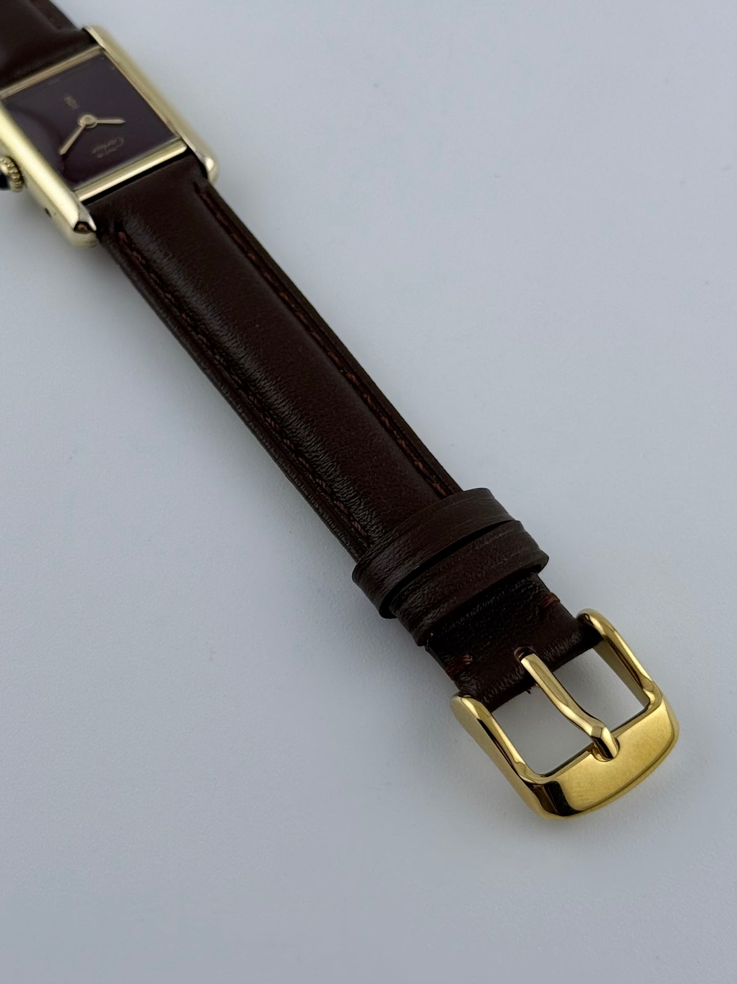 Cartier Must De Paris Tank Manual Wind - Burgundy Dial