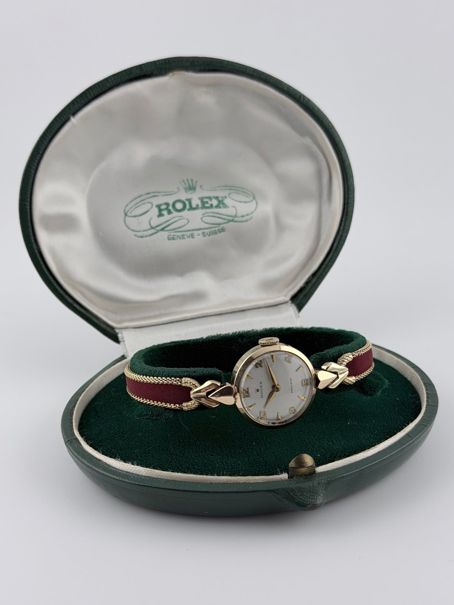 Rolex Precision Ladies Cocktail Watch Manual Wind - Rare - Solid Gold- Clamshell Box - Ladies
