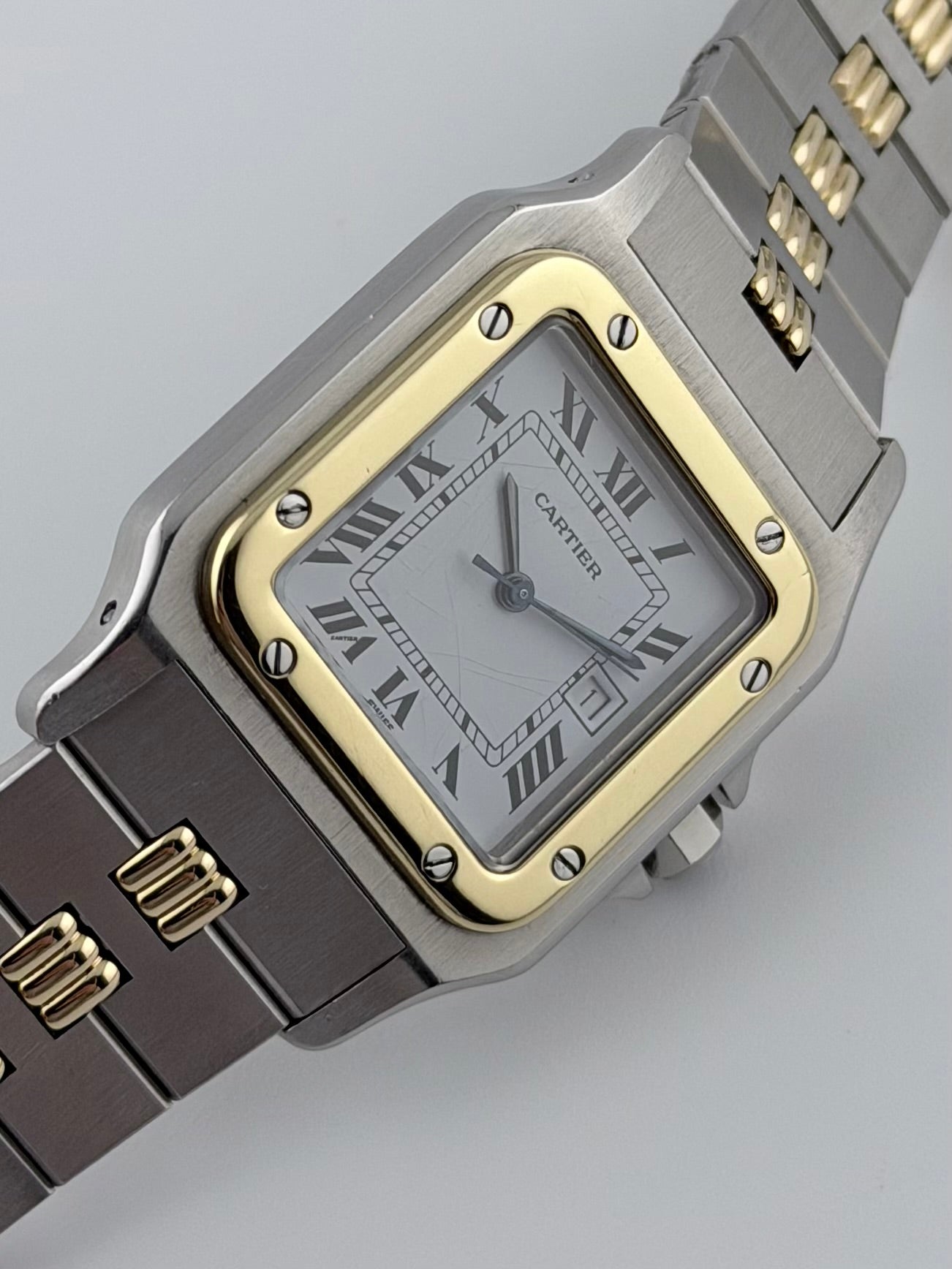 Cartier Santos Carree Automatic Date - Rare Godron Bracelet - 2961