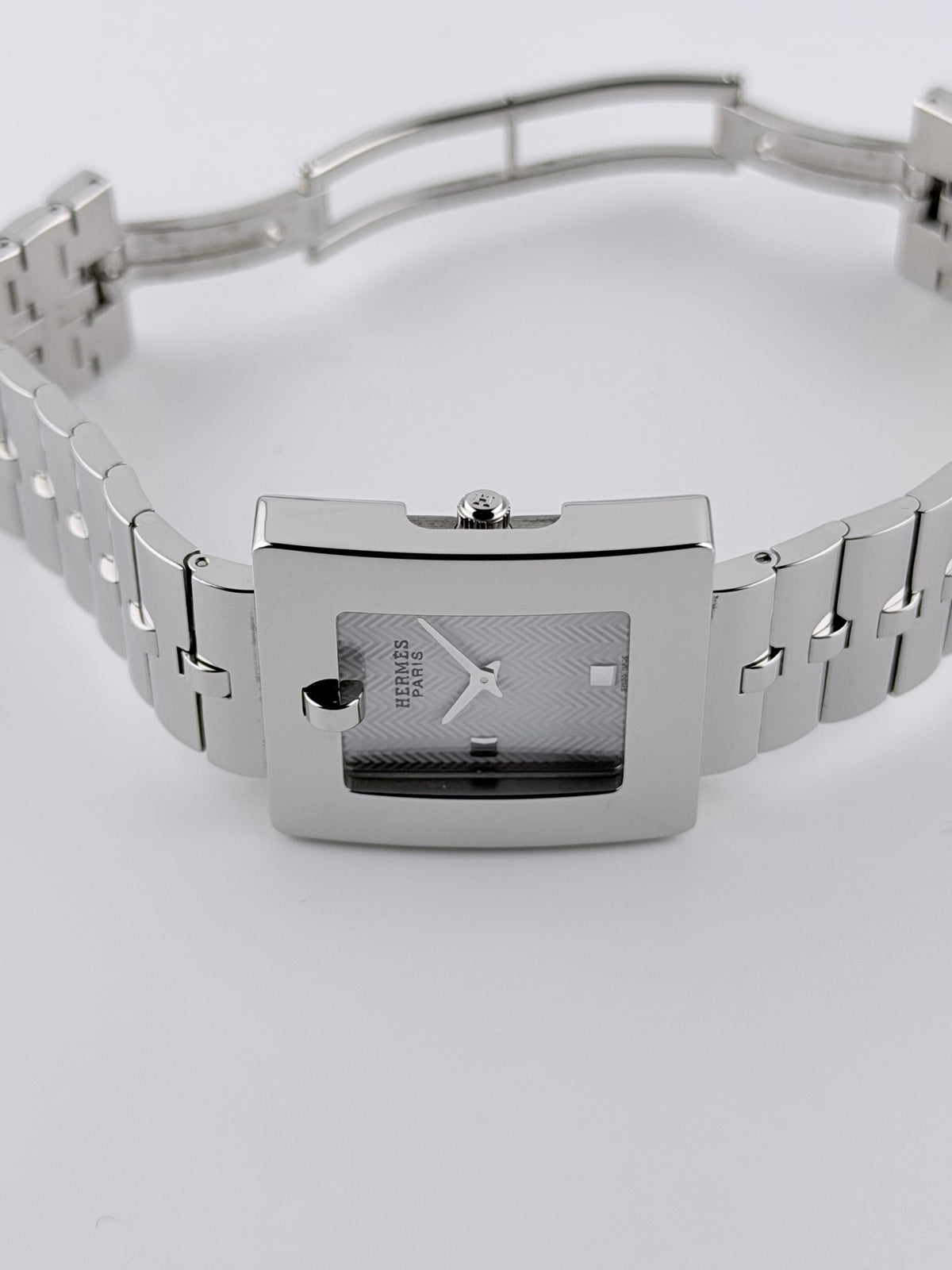 Hermes Paris Belt BE1.210 Large - White Chevron Dial - near mint - with Box/Booklet/Tag - Ladies