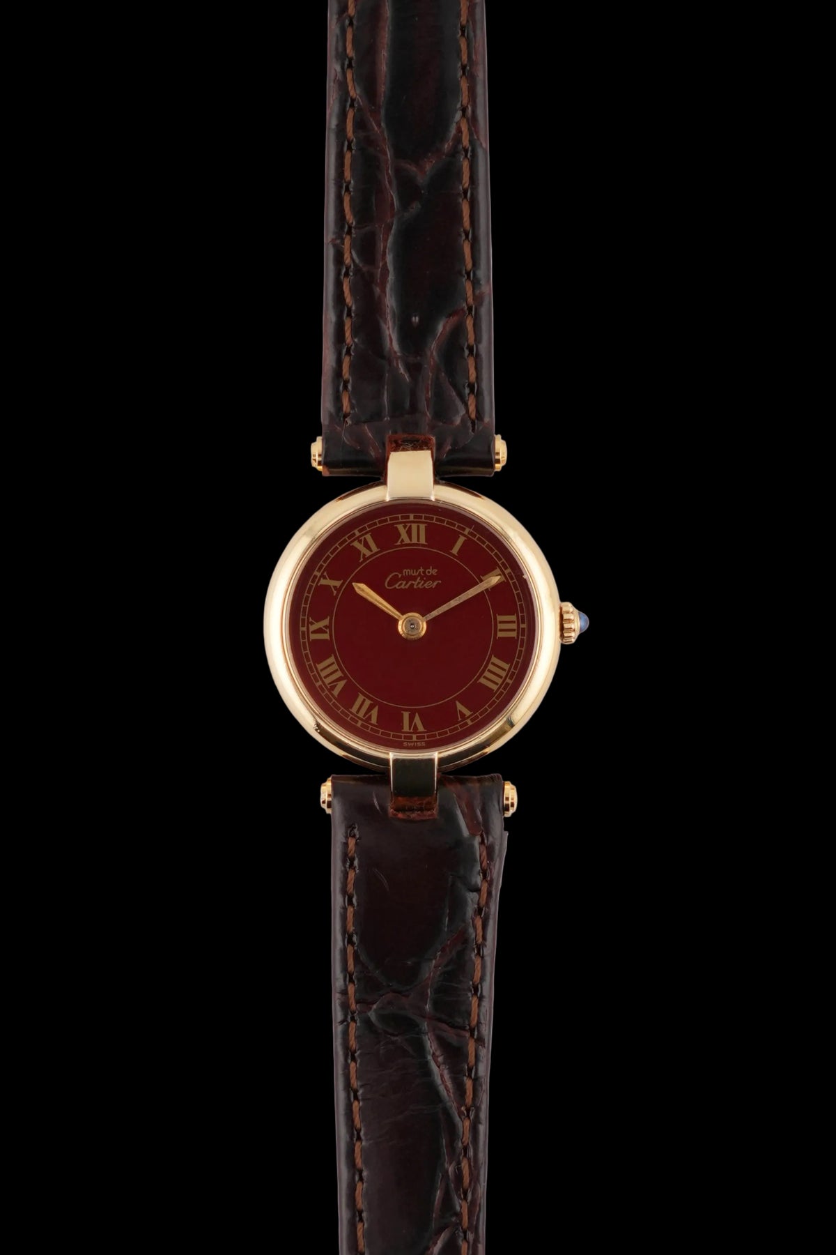 Cartier must de Vendome Quartz - 18 - Burgundy Roman Numeral Dial
