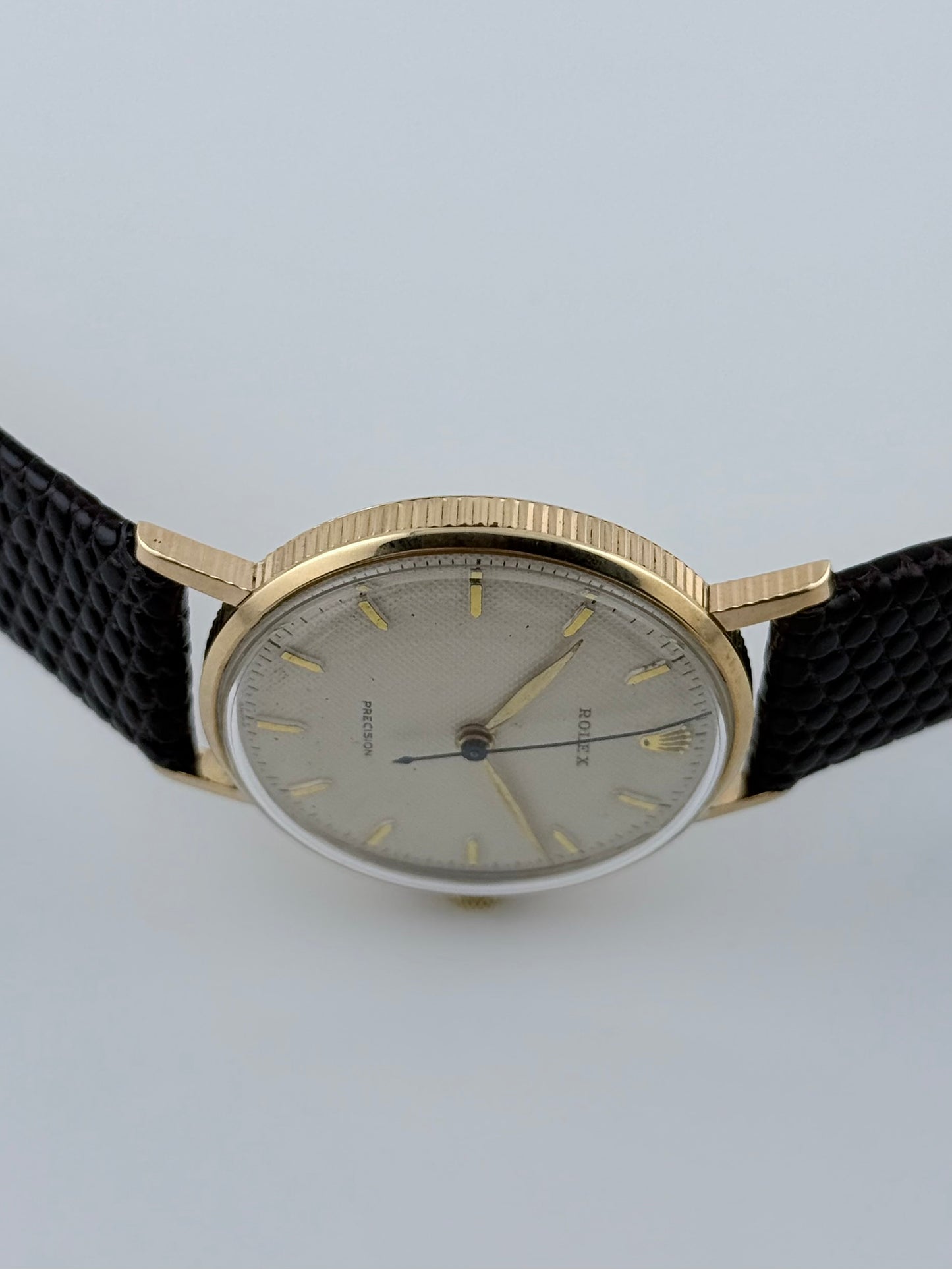 Rolex Precision Manual Wind 9ct Solid Gold - Ultra Rare Coin Edge Case - Honeycomb Dial
