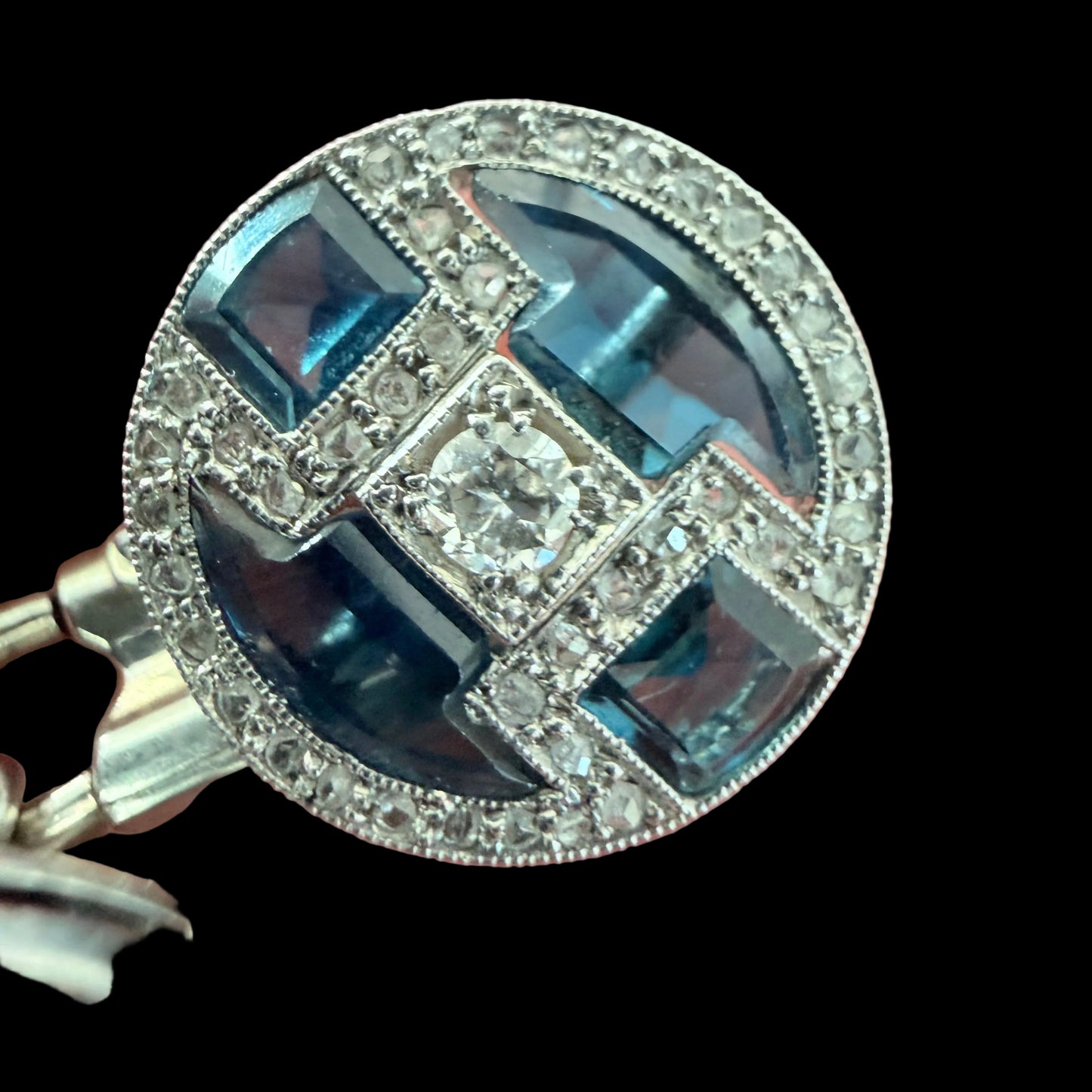 1920s Antique Art Deco Diamond and Sapphire Cufflinks - Platinum & White Gold
