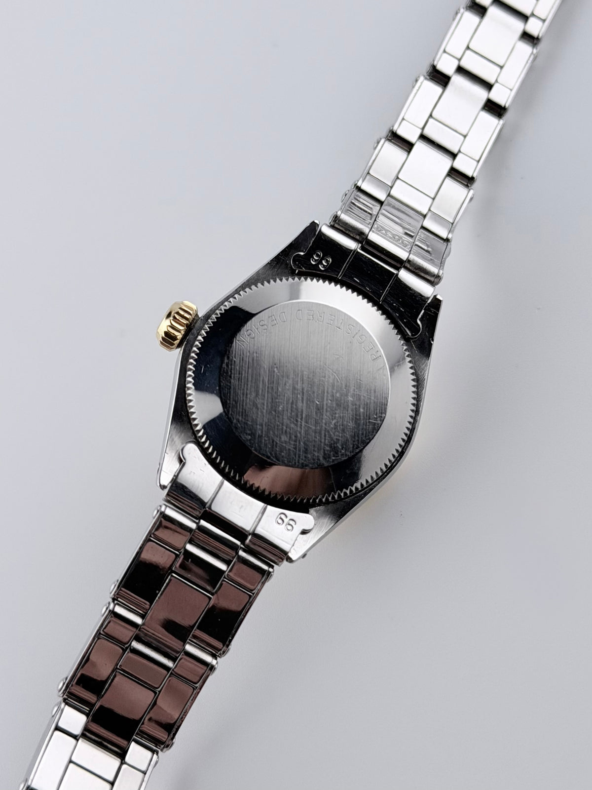 Rolex Oyster Perpetual Date Automatic – Ladies – 6517 – Linen Dial – Special Bracelet – 18ct Bezel – With Box