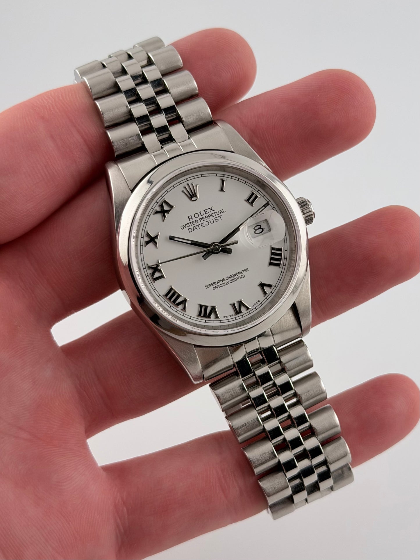 Rolex Datejust Oyster Perpetual 16200 - White Applied Roman Dial