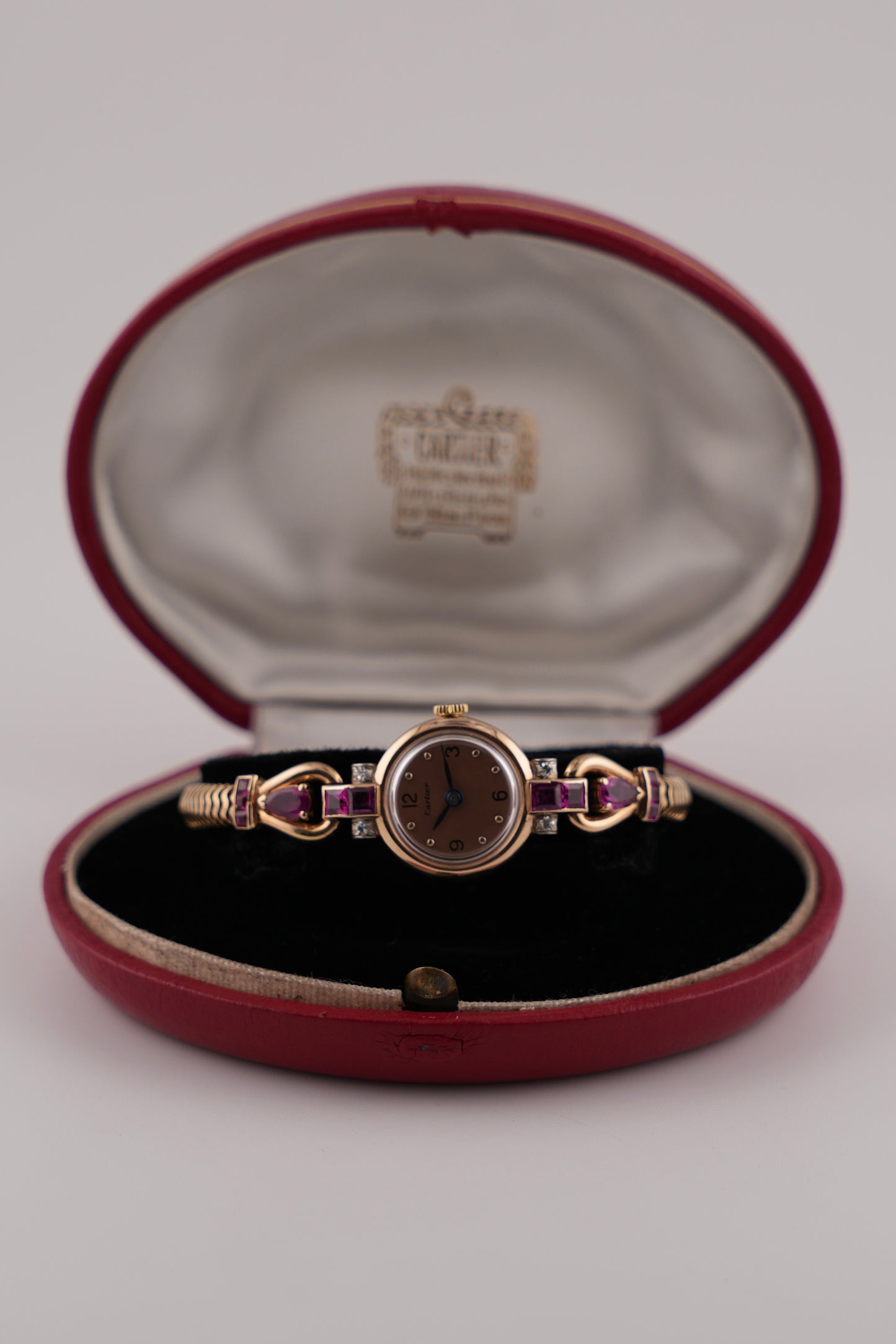 Cartier Ladies 14ct with Rubies and Diamonds Manual Wind - RARE watch and original Box