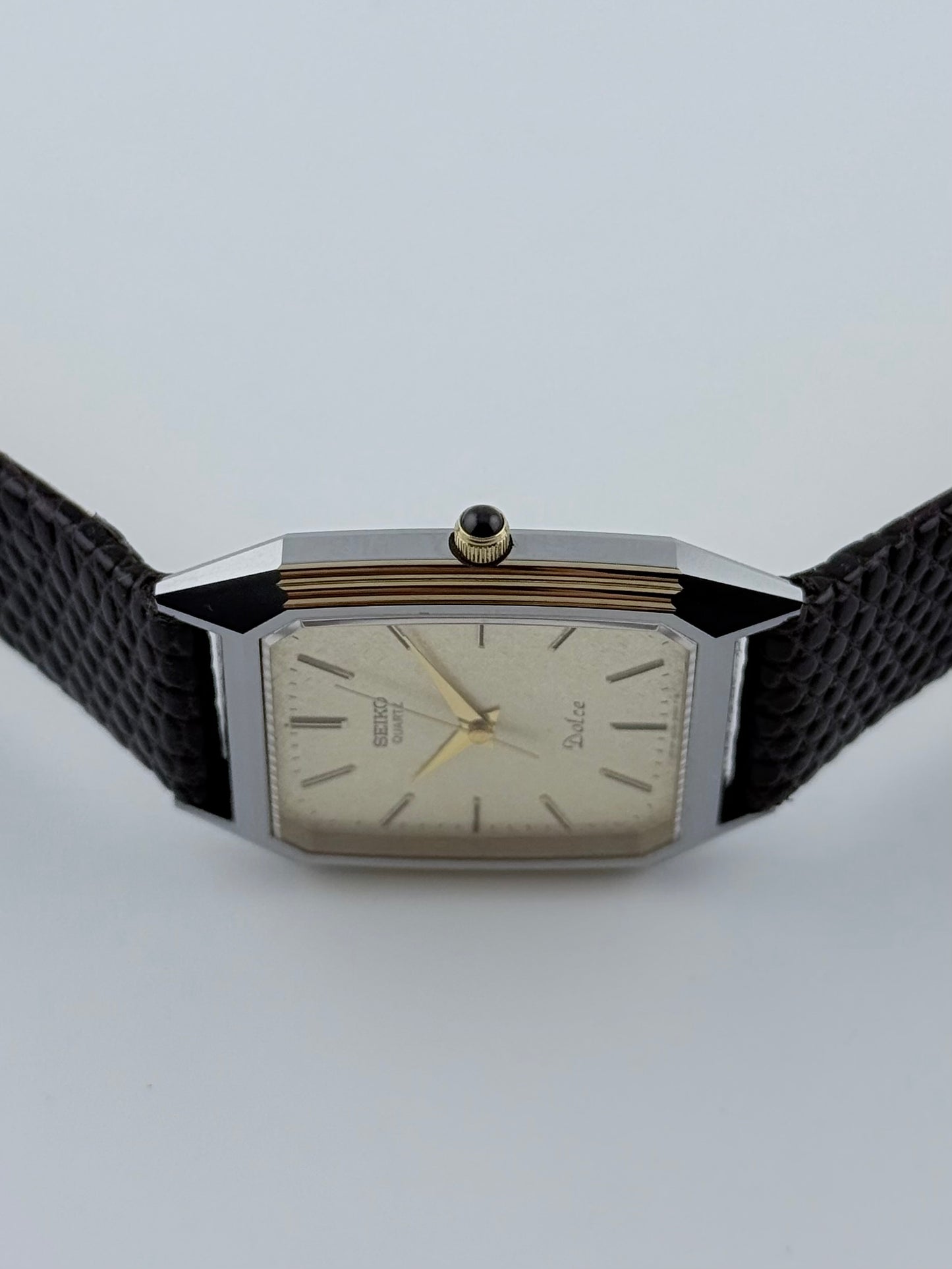 Seiko Dolce Tank Quartz - 6030-5390 Rare Silk Embossed Dial - Original Box