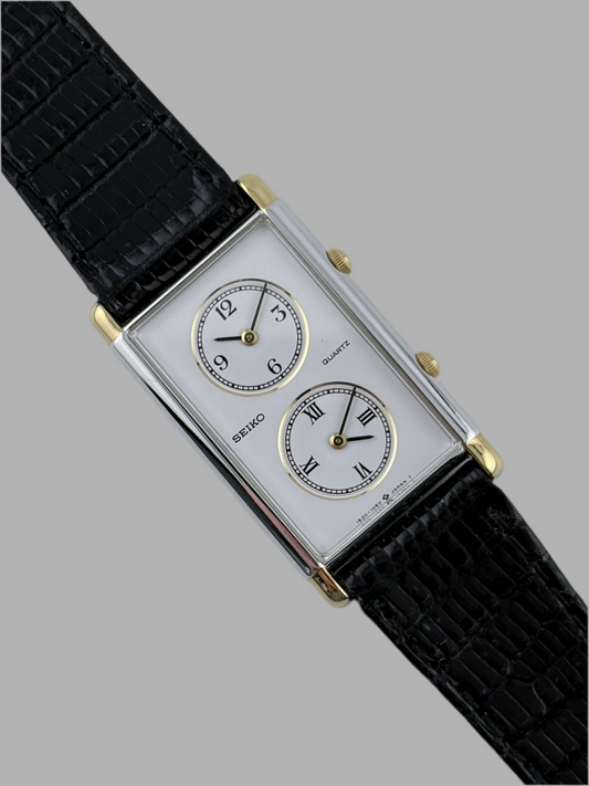 Seiko Quartz Tank Dual Time 1E20-5610