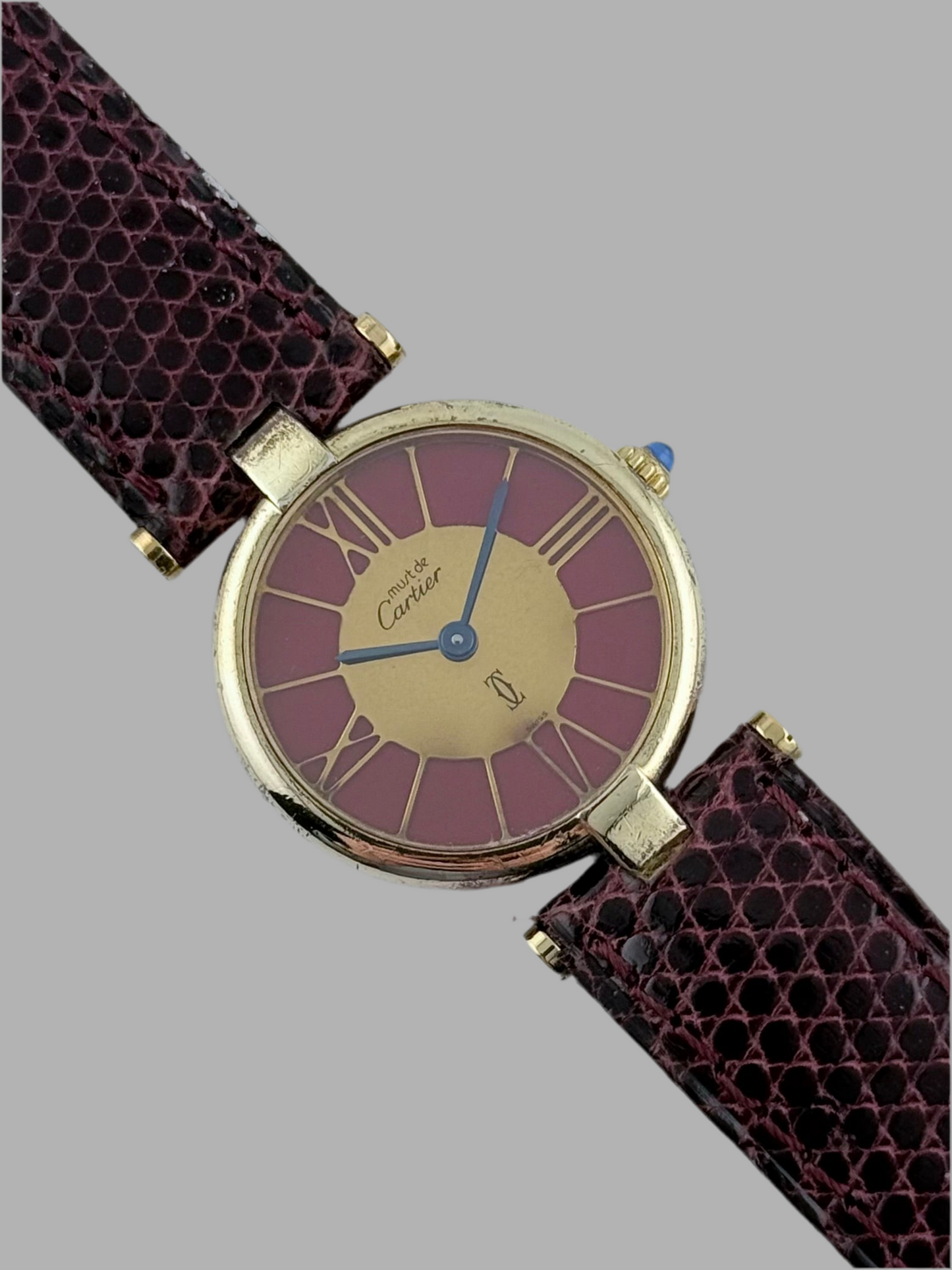 Cartier Must de Cartier Vermeil Quartz - 18 - Gold and Bordeaux Cloisonne Dial - Ladies