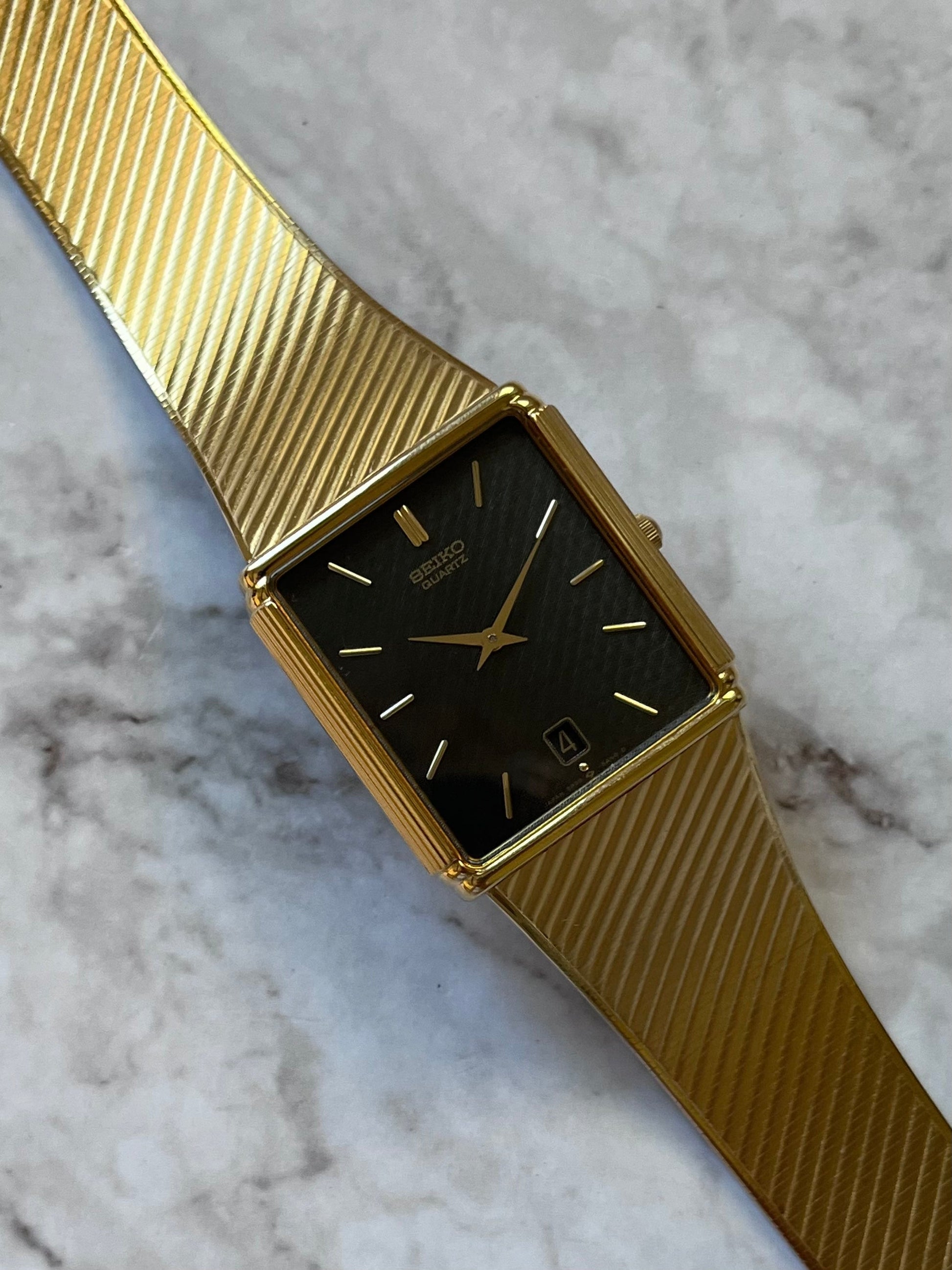 Tank Watch Seiko Watch Square Face Gold Seiko Tank Quartz Carbon