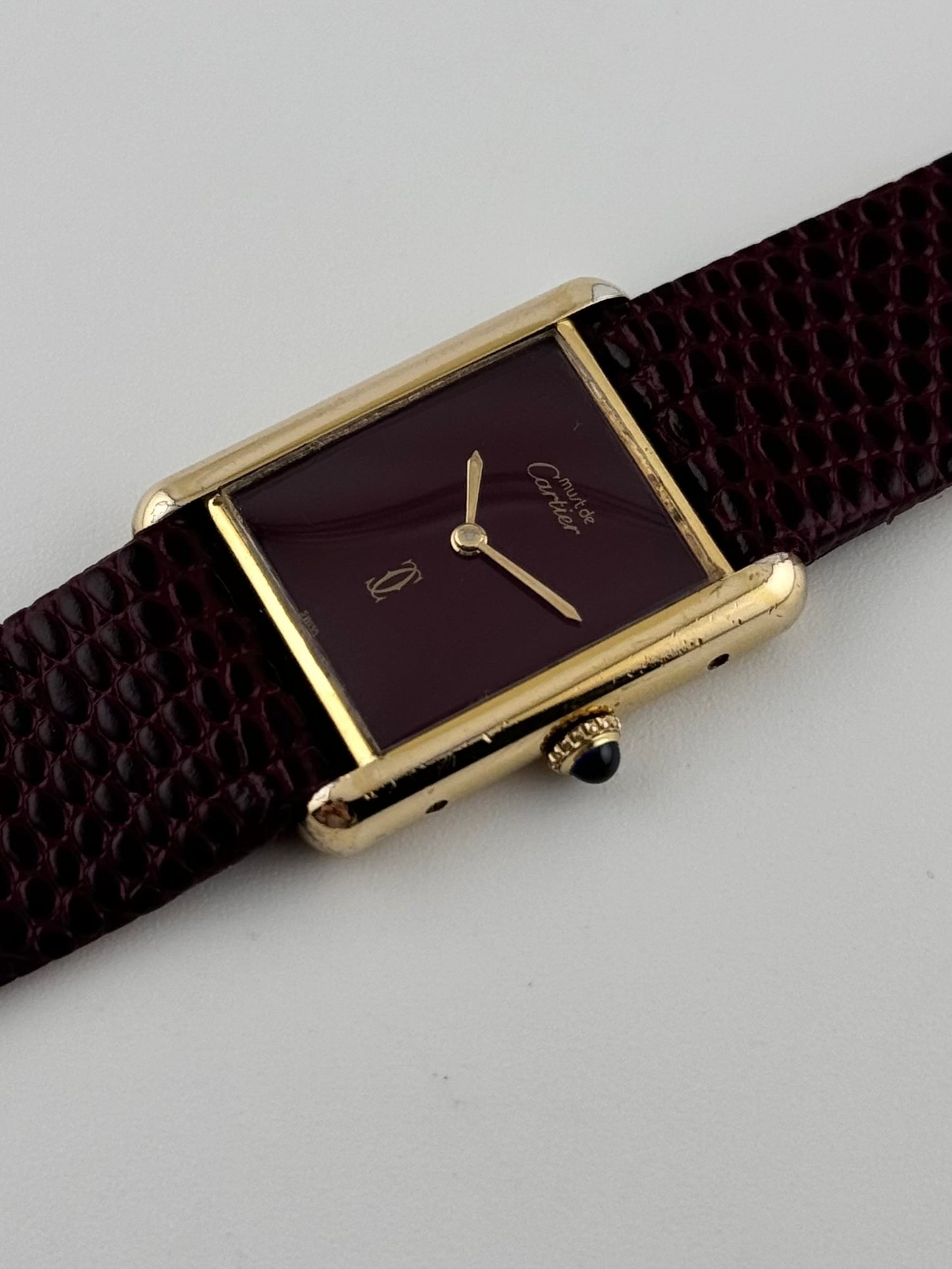 Cartier Must De Paris Tank Manual Wind - 6-217264 Burgundy Dial