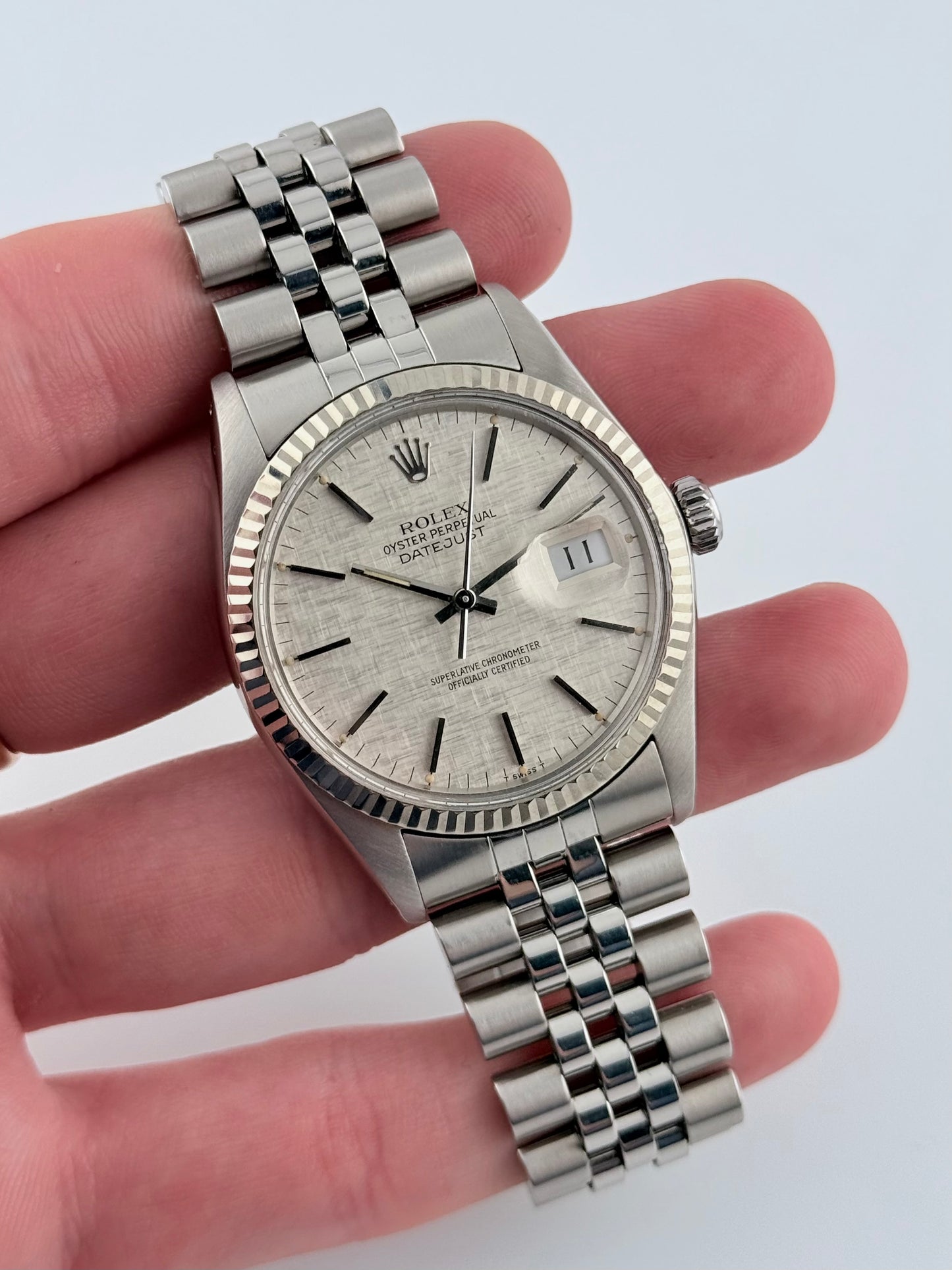 Rolex Datejust Oyster Perpetual - 16014 - White Gold Bezel - Linen Dial