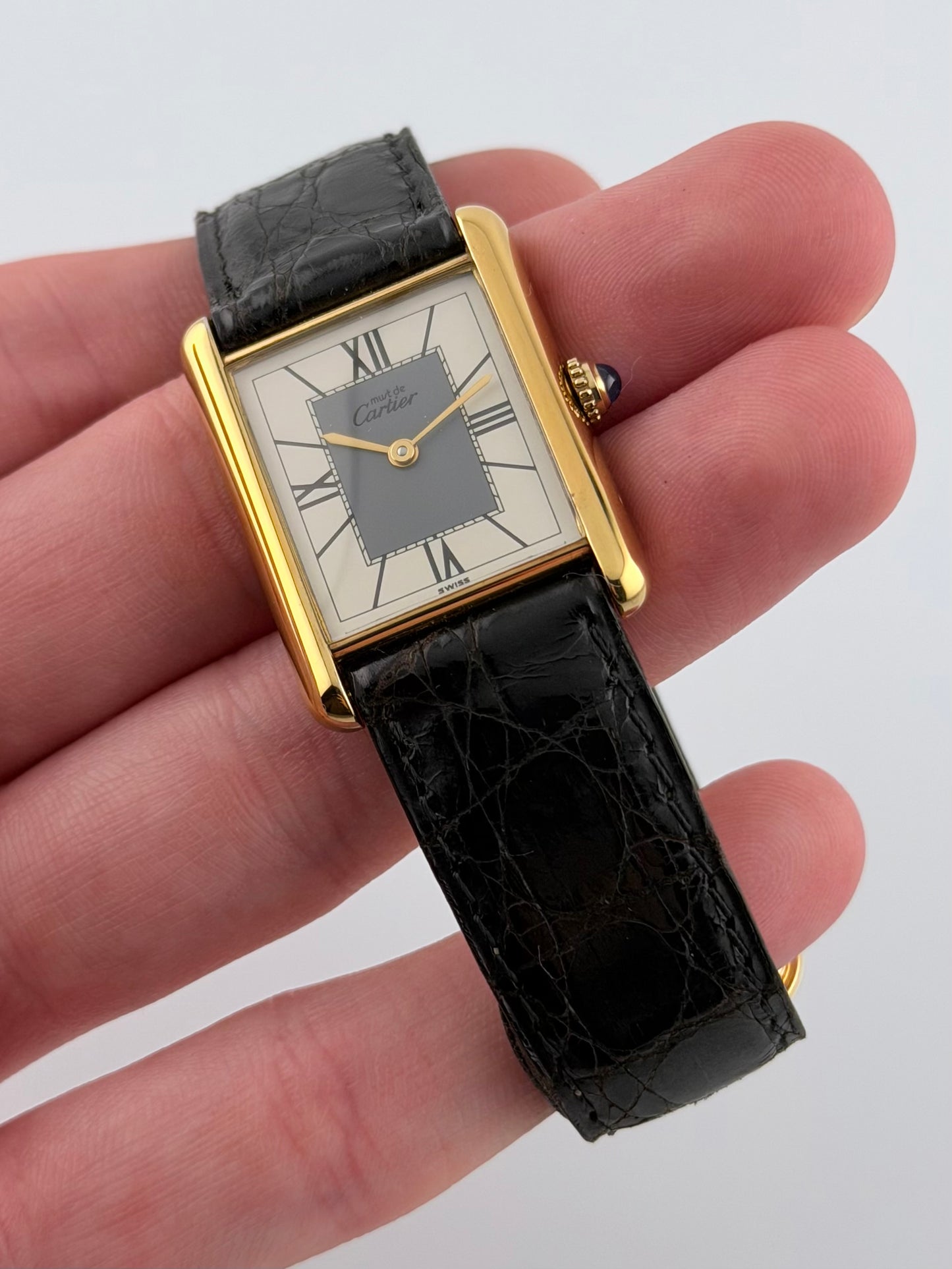 Cartier Tank Must De Tank Vermeil - Grey Art Deco Dial 590005 - Original Strap and Buckle