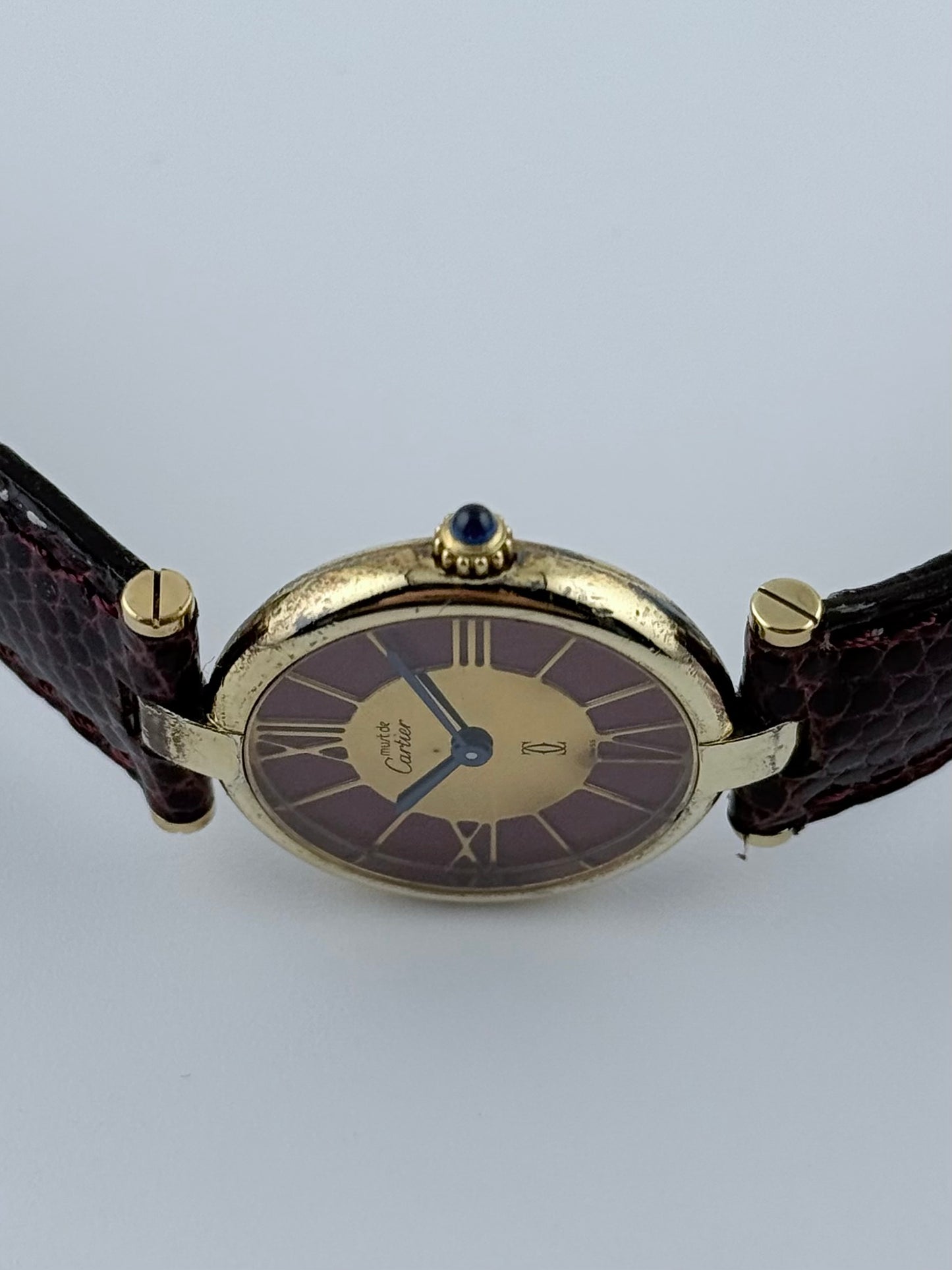 Cartier Must de Cartier Vermeil Quartz - 18 - Gold and Bordeaux Cloisonne Dial - Ladies