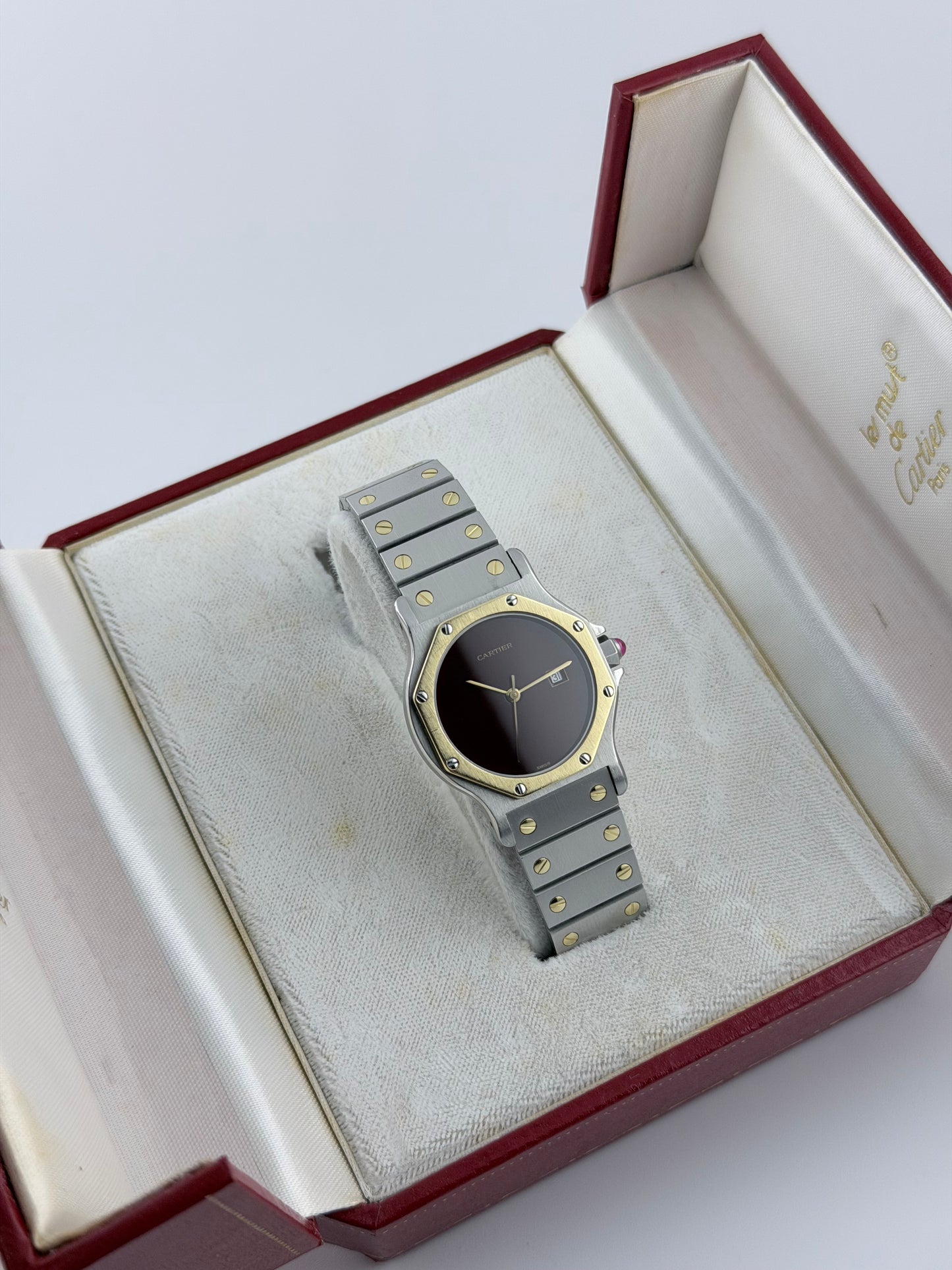 Cartier Santos Octagon Automatic Date - 2966 - RARE! - Box and Papers!