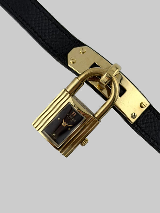 Hermes Paris Kelly Lock Watch - Black - Ladies