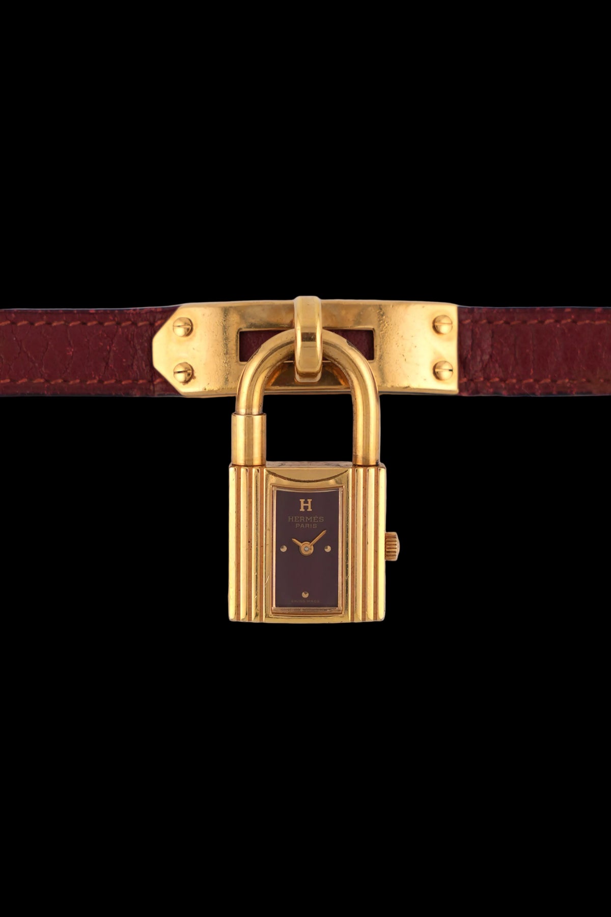 Hermes Paris Kelly Lock Watch -  Burgundy