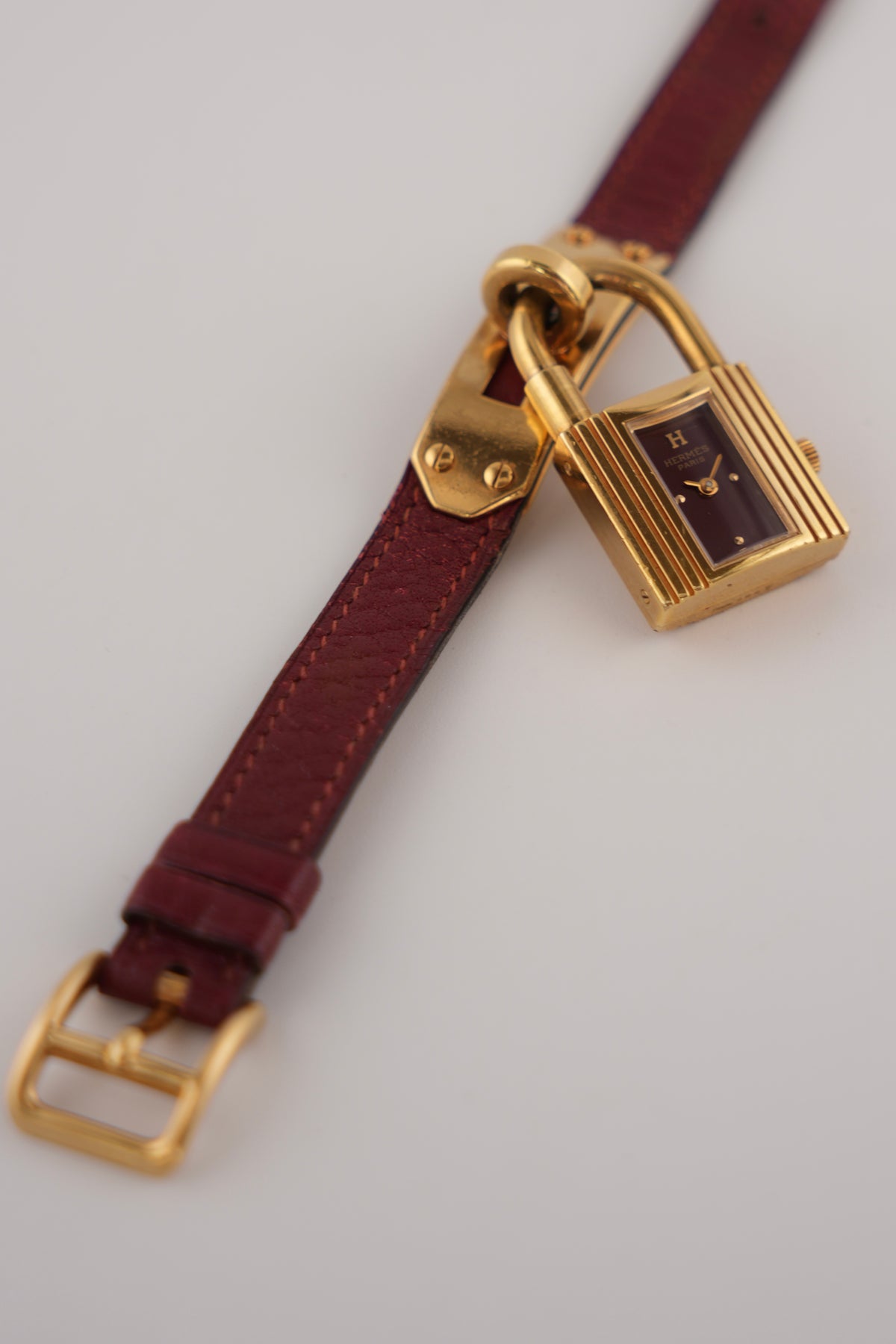 Hermes Paris Kelly Lock Watch -  Burgundy