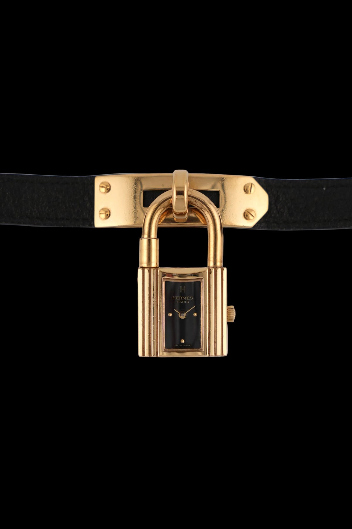 Hermes Paris Kelly Lock Watch - Black - Full Set!