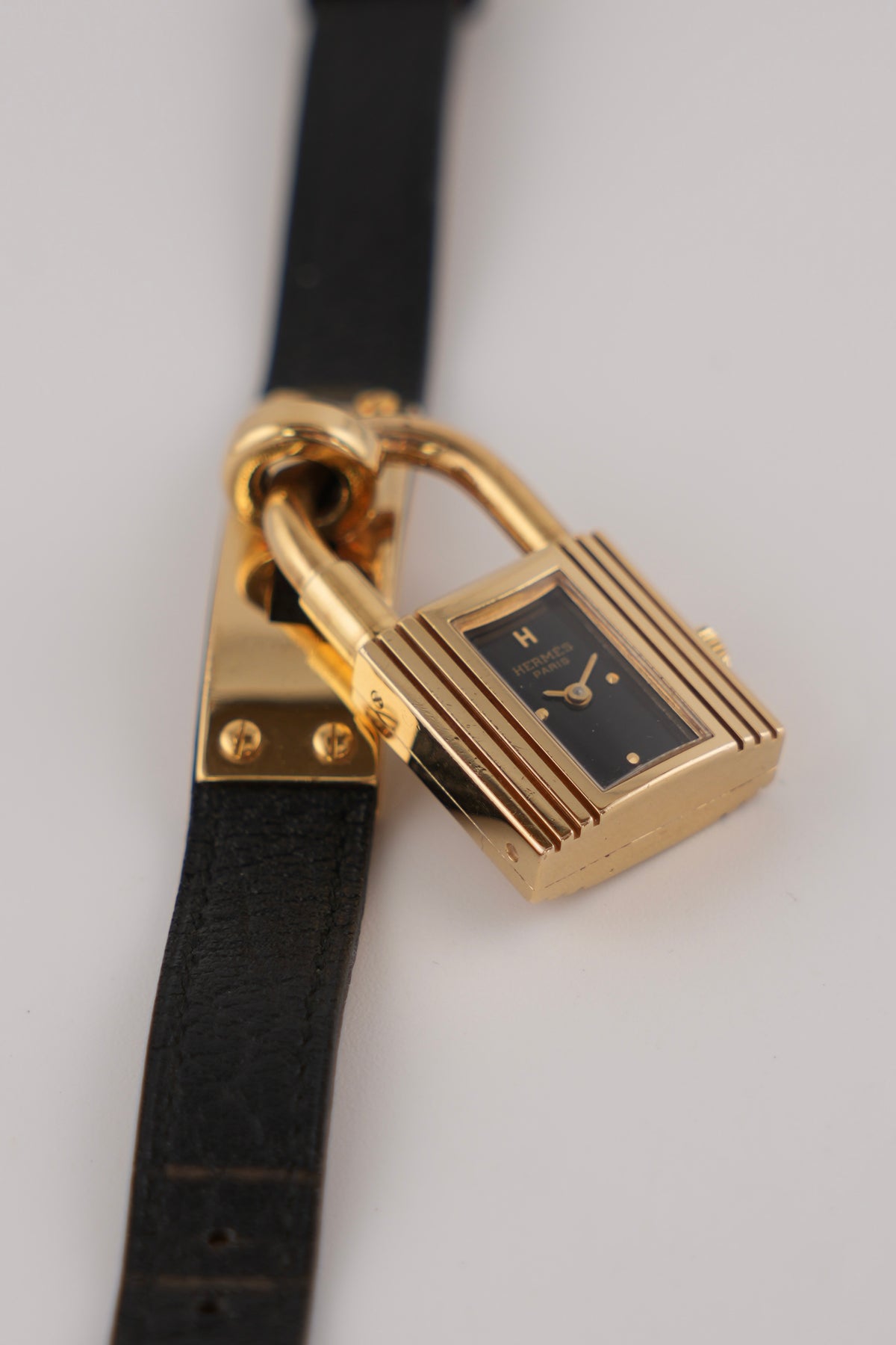 Hermes Paris Kelly Lock Watch - Black - Full Set!