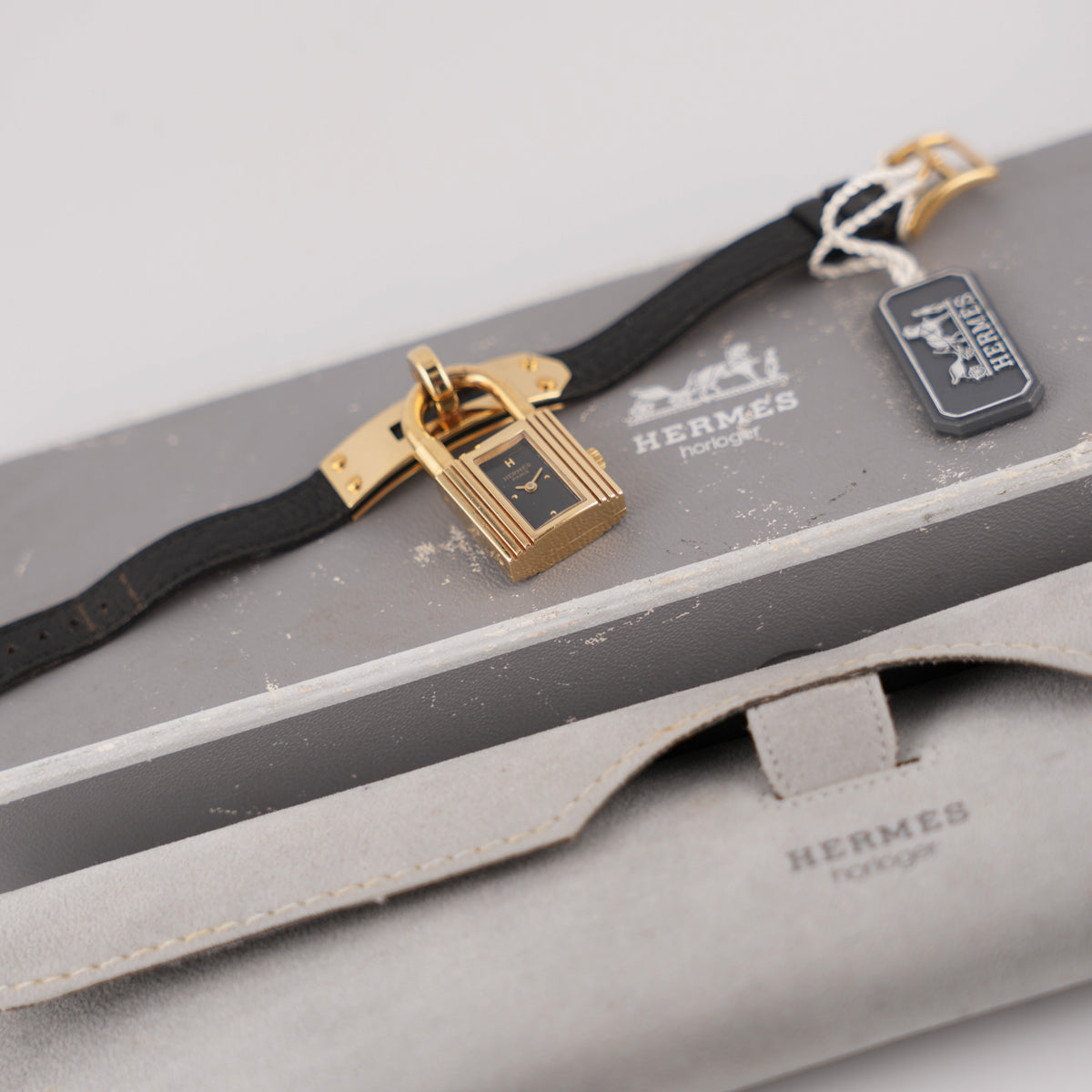 Hermes Paris Kelly Lock Watch - Black - Full Set!