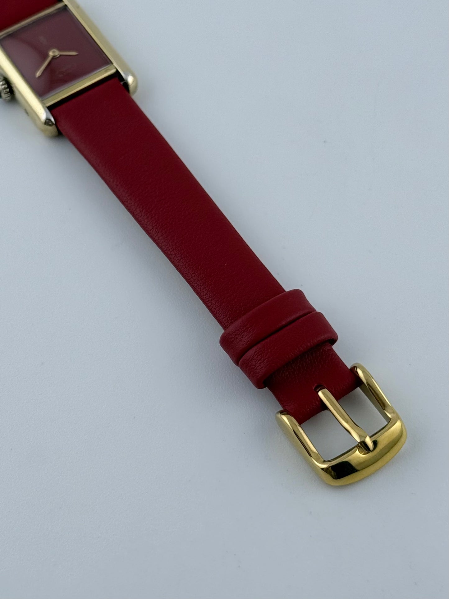 Cartier Must De Paris Tank Manual Wind - 3-025544 Rare Red Dial - Ladies