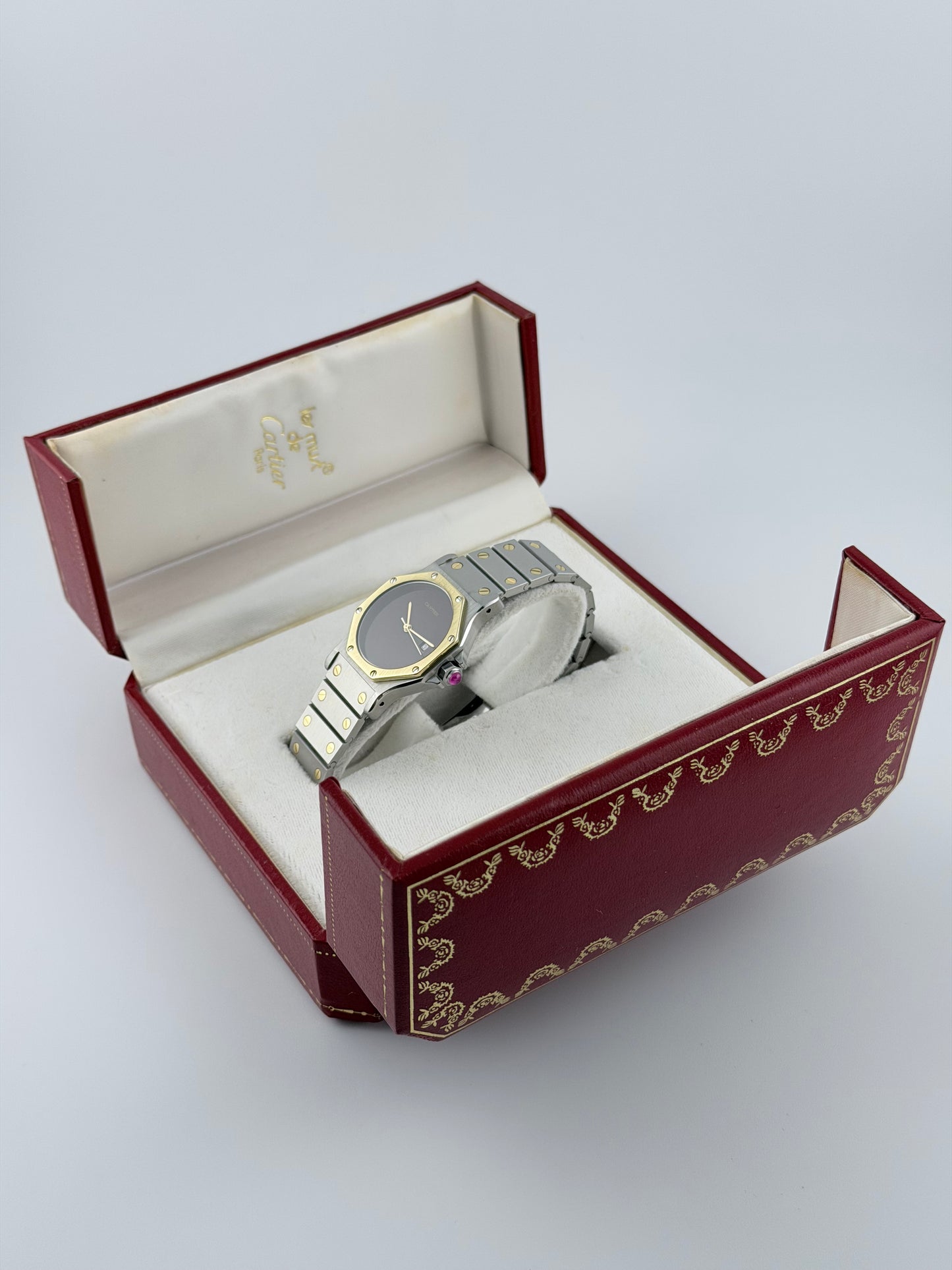 Cartier Santos Octagon Automatic Date - 2966 - RARE! - Box and Papers!