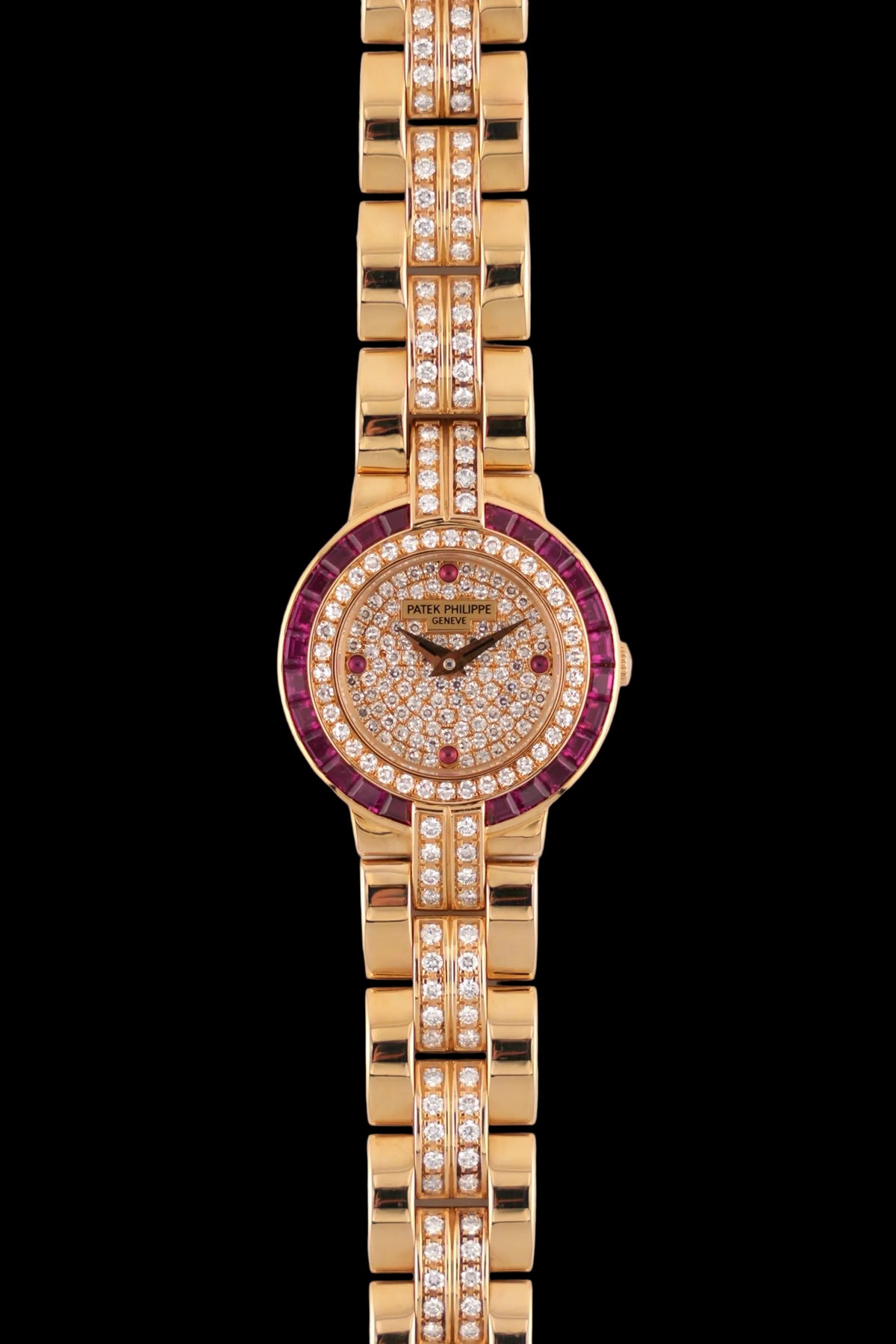 Patek Philippe Quartz Ultra Rare Factory Diamond and Ruby Set | Ref 4785/012 | Ladies